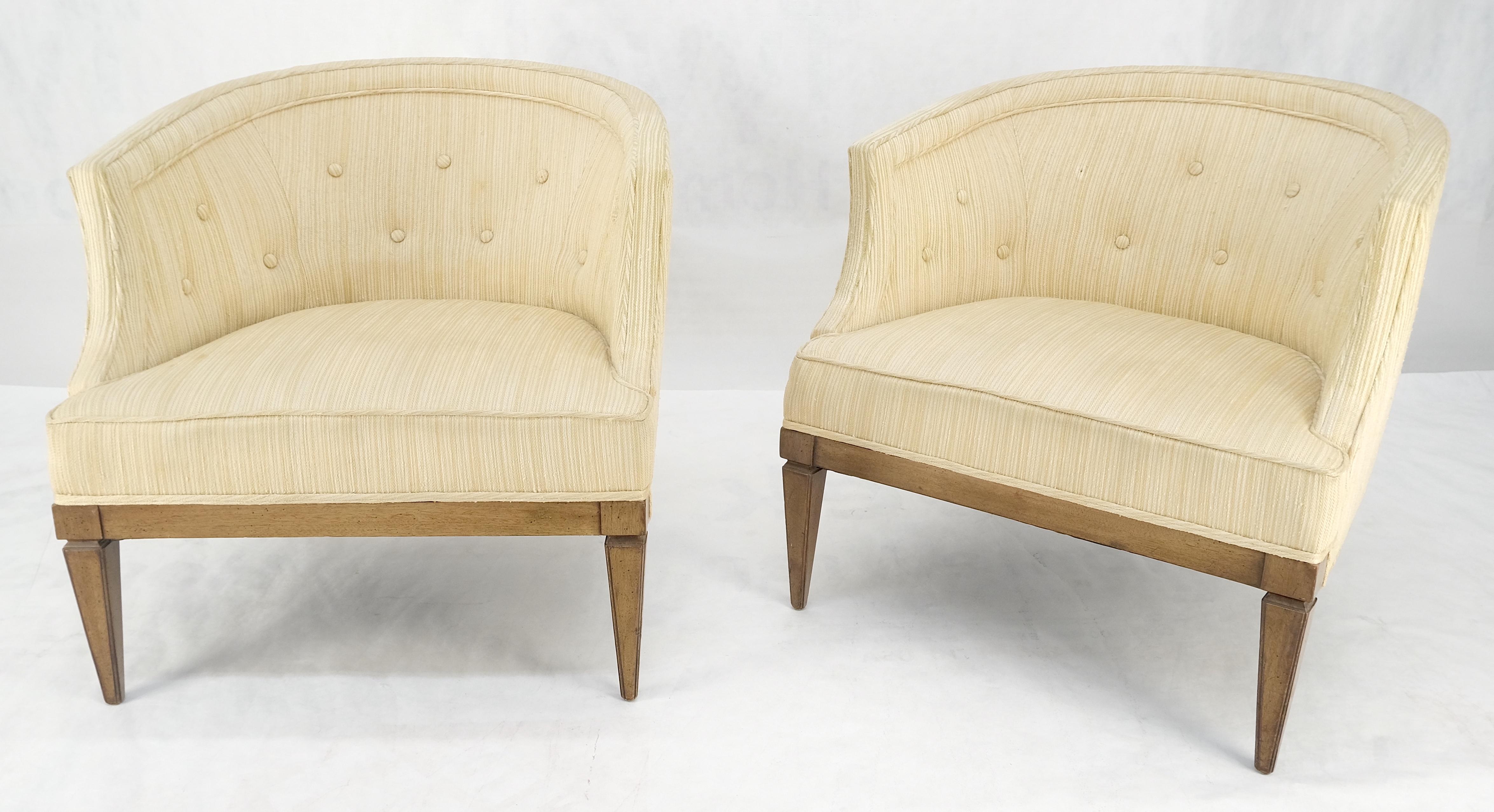 Mid-Century moderno Coppia di sedie a sdraio con schienale a botte in misto lana a strisce stile Gibbings MINT in vendita