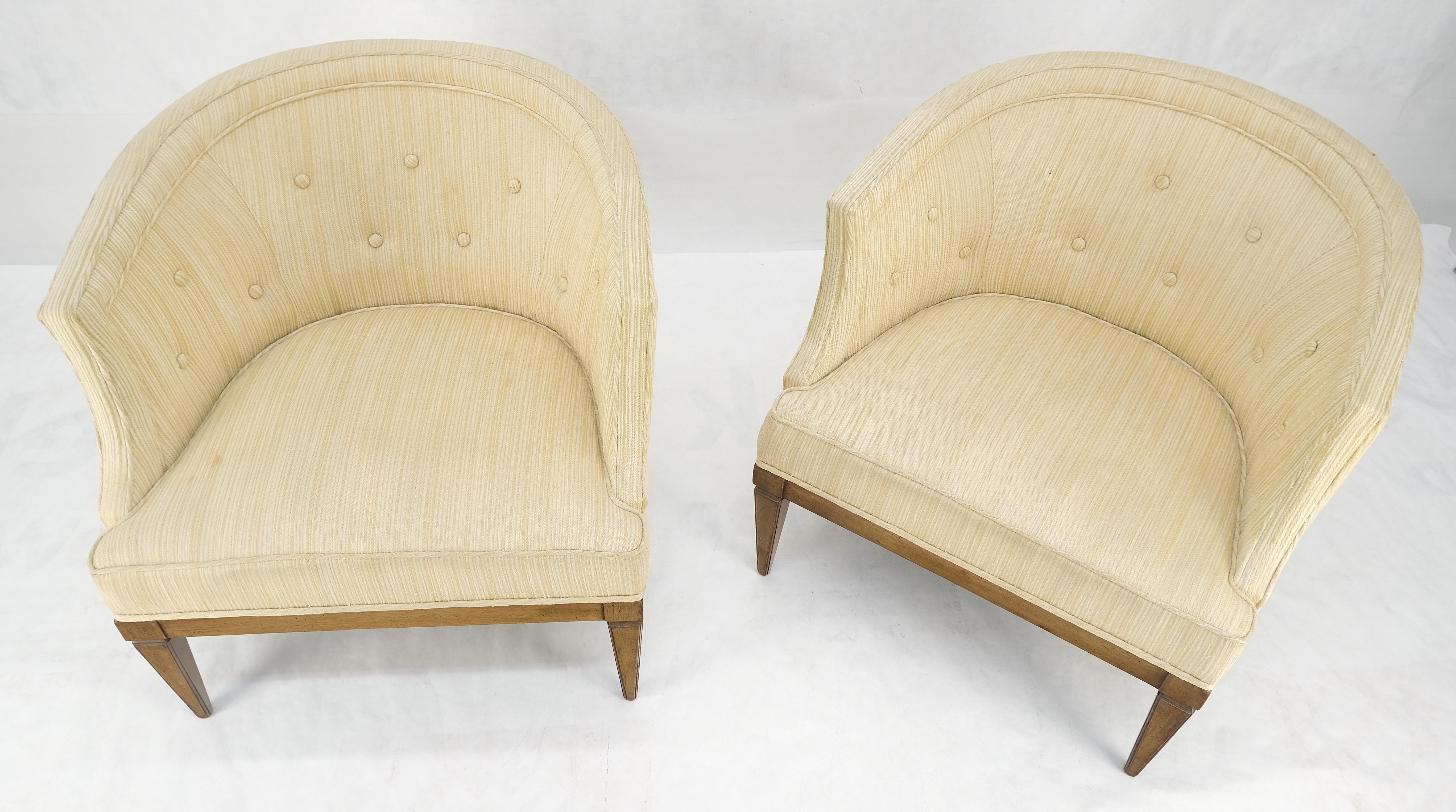 XX secolo Coppia di sedie a sdraio con schienale a botte in misto lana a strisce stile Gibbings MINT in vendita