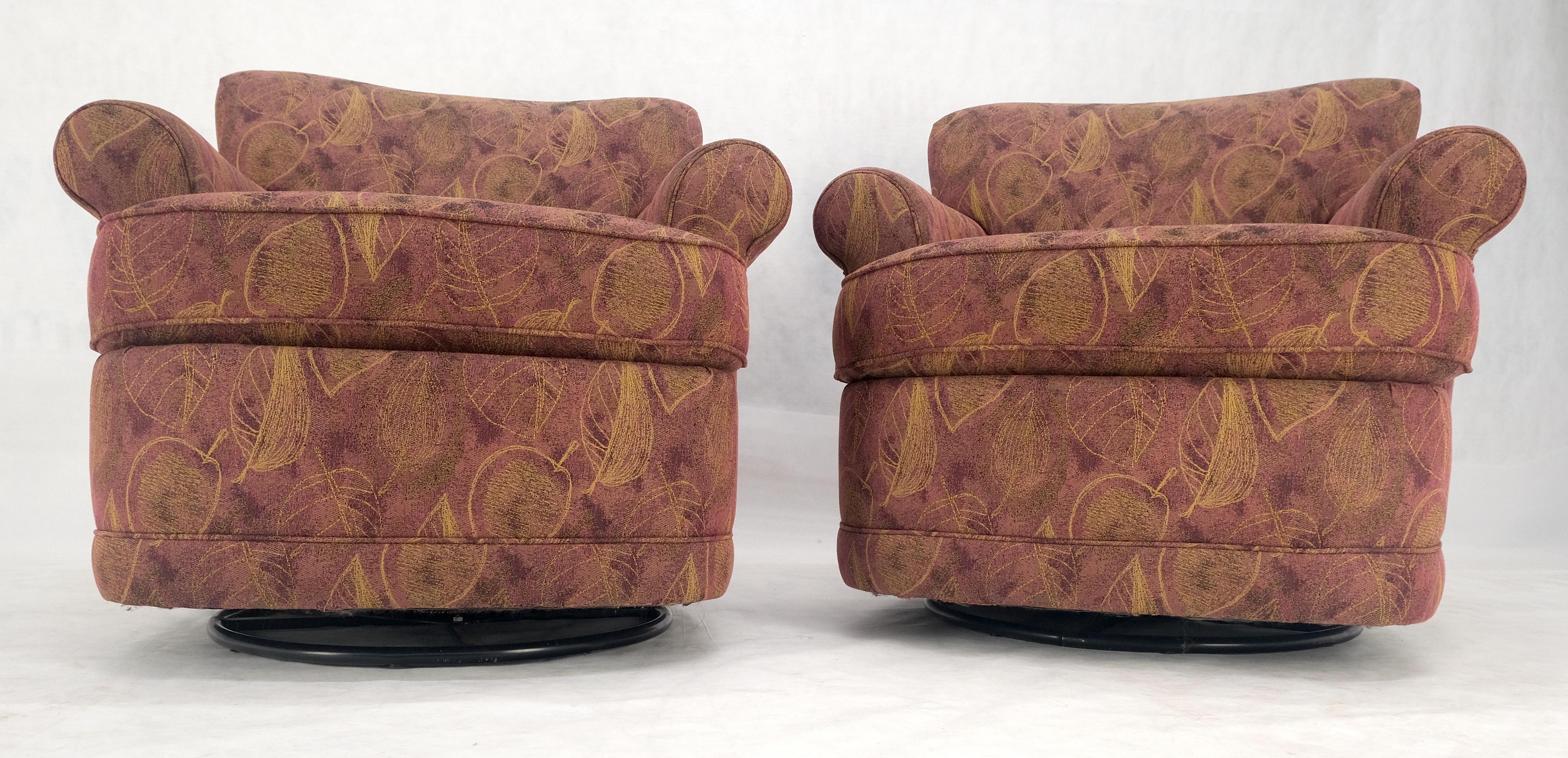 Pair Barrel Round Back Swivel & Rocking-Gliding Tub Lounge Chairs Baughman MINT! For Sale 5
