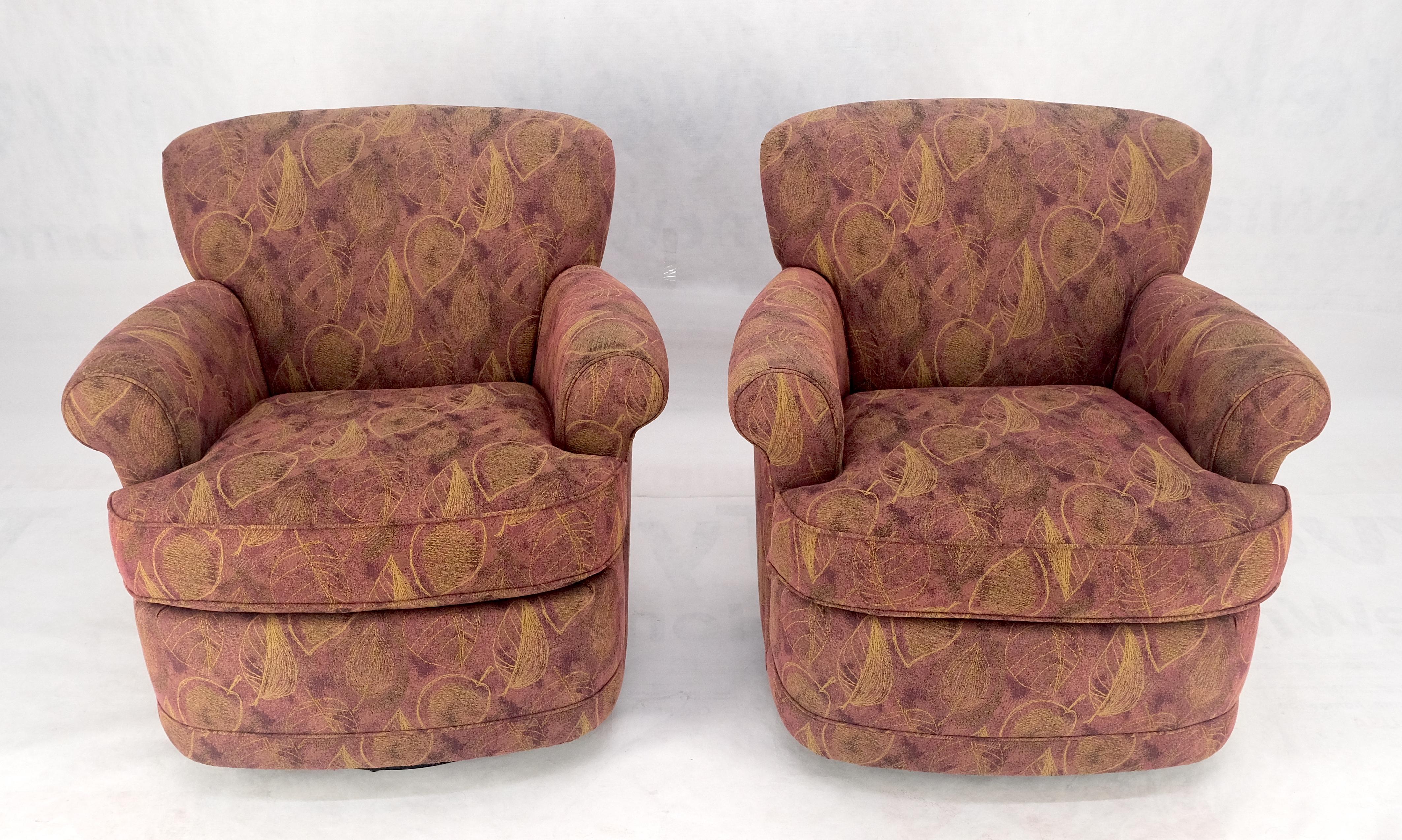 American Pair Barrel Round Back Swivel & Rocking-Gliding Tub Lounge Chairs Baughman MINT! For Sale