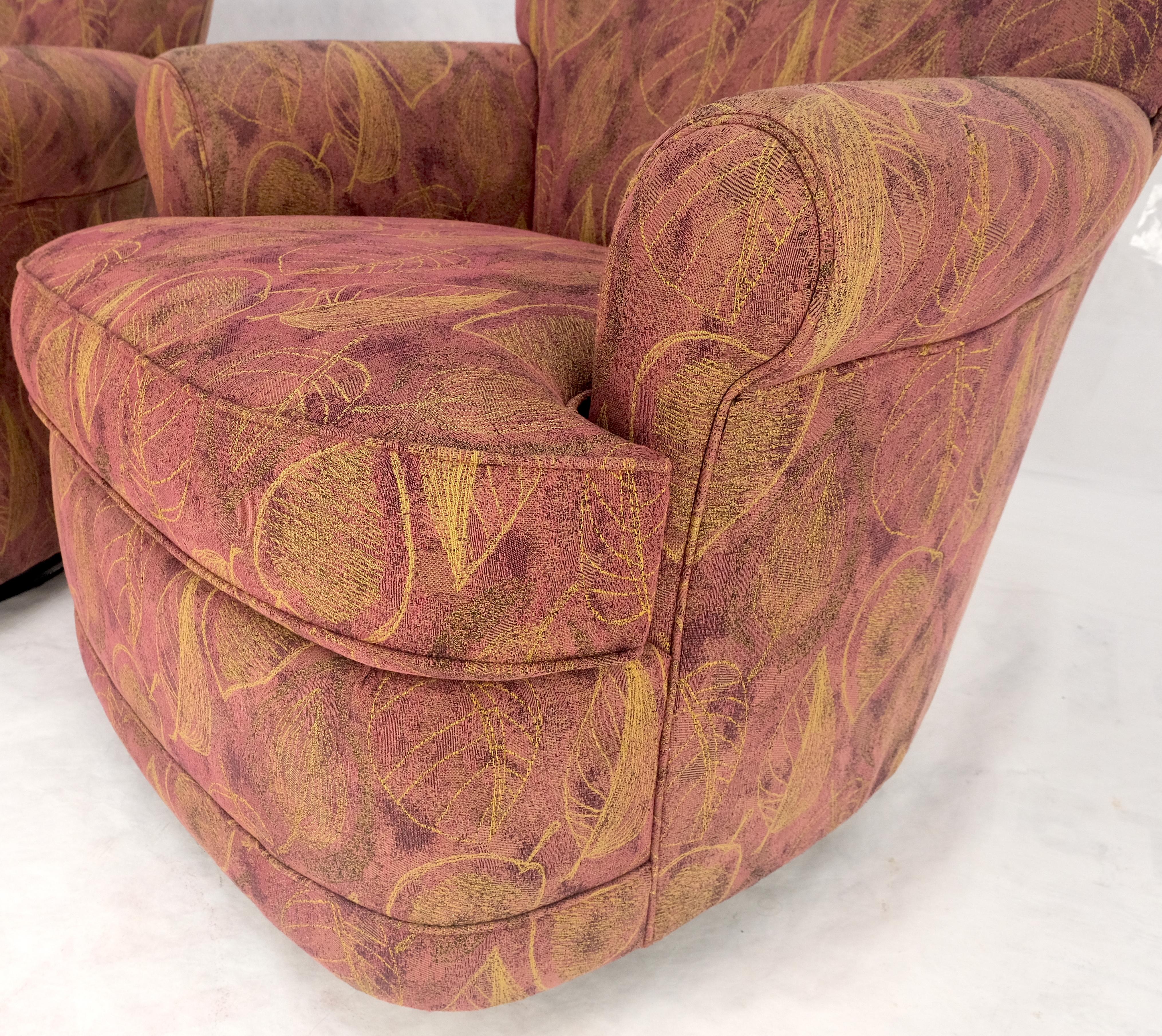 Pair Barrel Round Back Swivel & Rocking-Gliding Tub Lounge Chairs Baughman MINT! In Good Condition For Sale In Rockaway, NJ