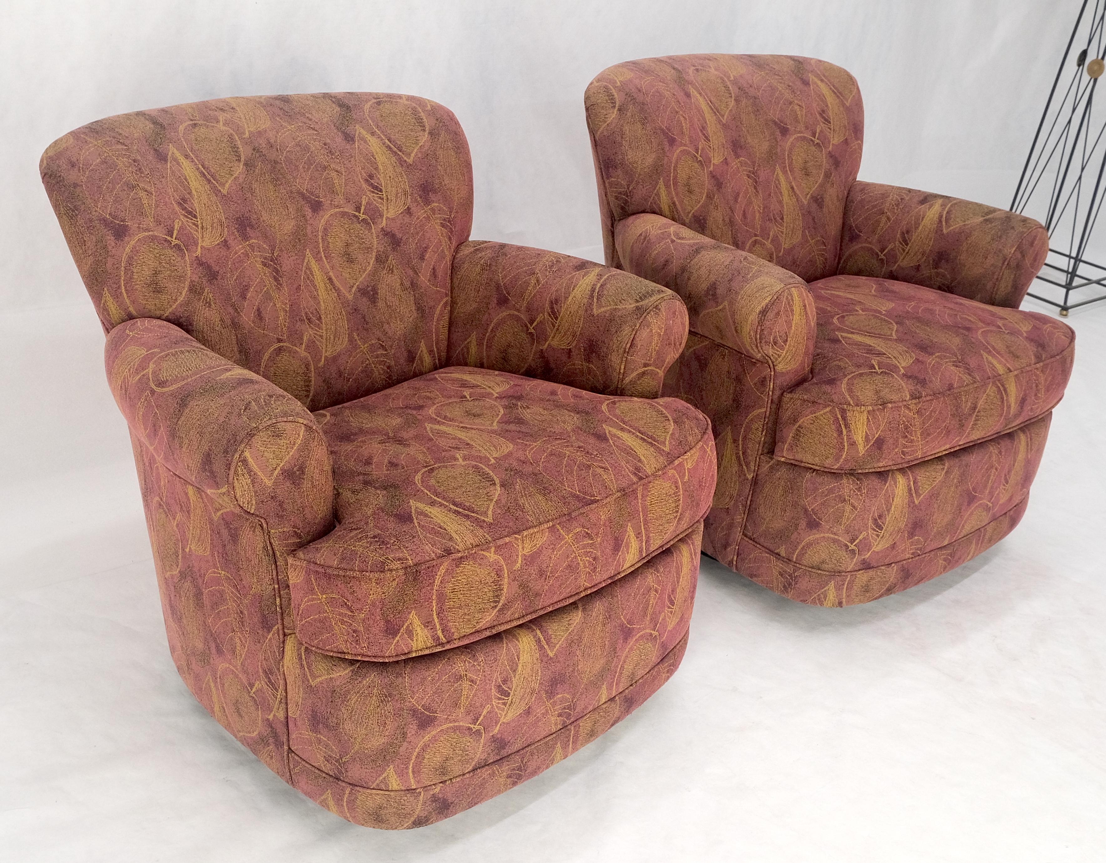 Pair Barrel Round Back Swivel & Rocking-Gliding Tub Lounge Chairs Baughman MINT! For Sale 1