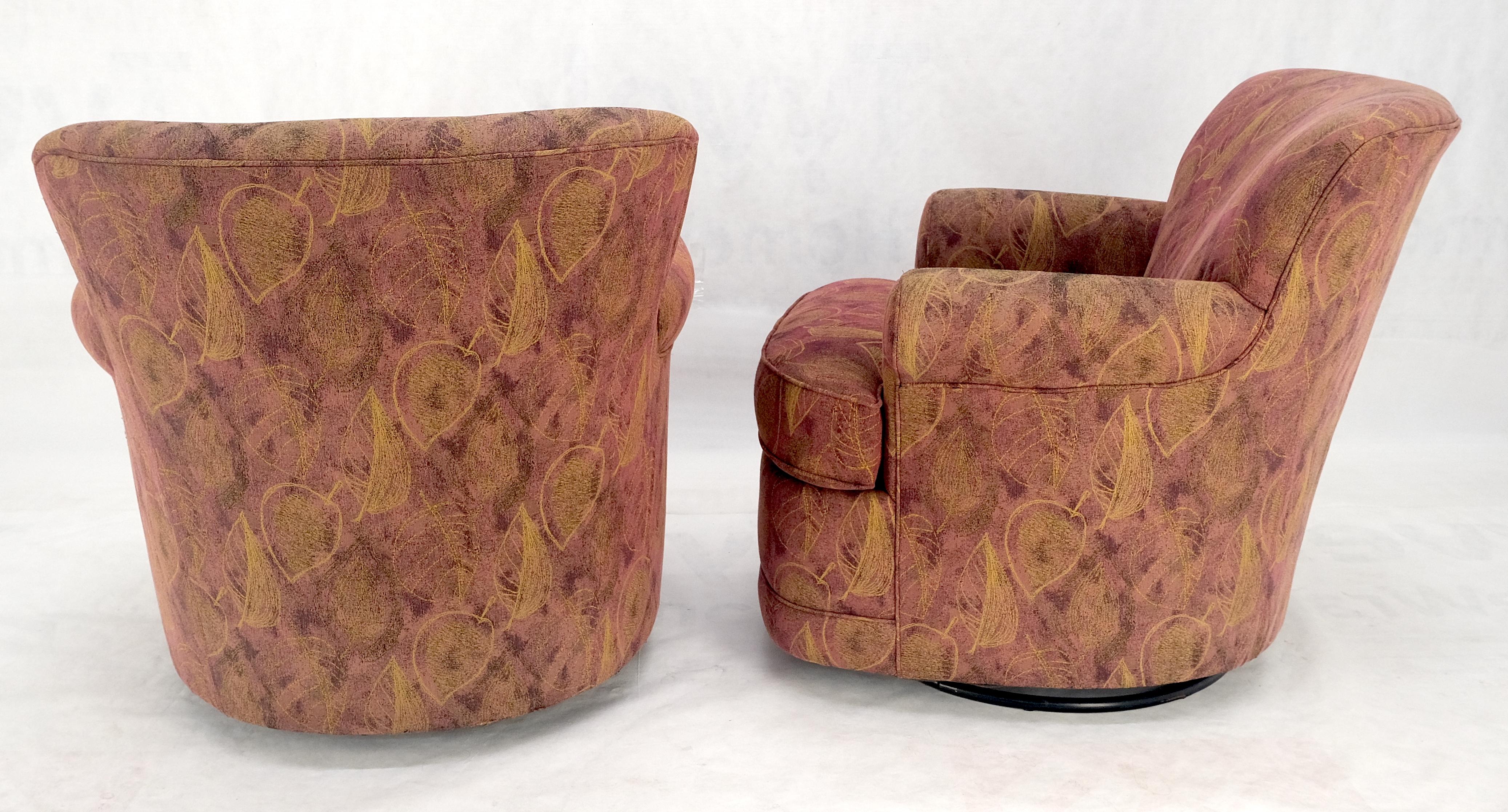 Pair Barrel Round Back Swivel & Rocking-Gliding Tub Lounge Chairs Baughman MINT! For Sale 2
