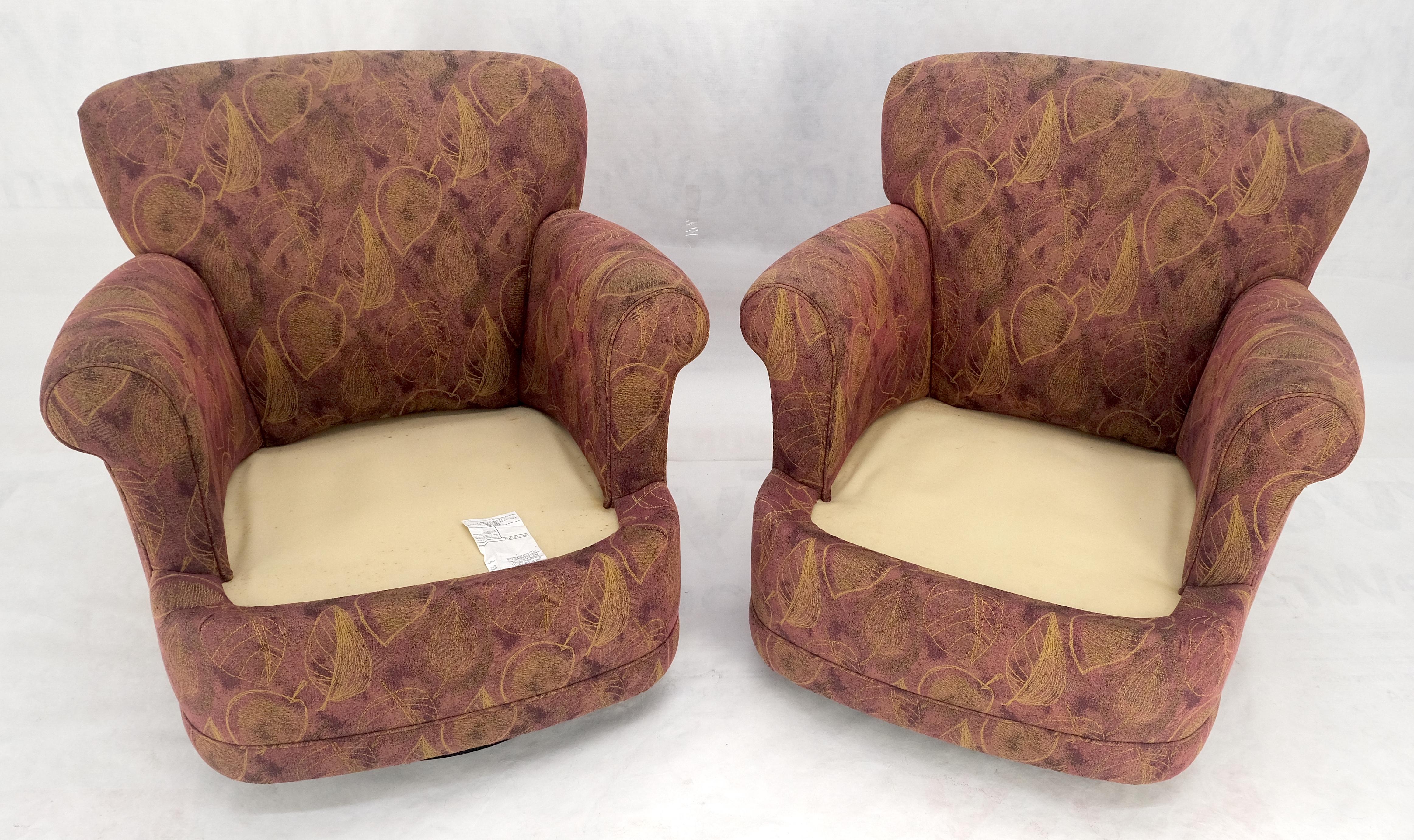 Pair Barrel Round Back Swivel & Rocking-Gliding Tub Lounge Chairs Baughman MINT! For Sale 3
