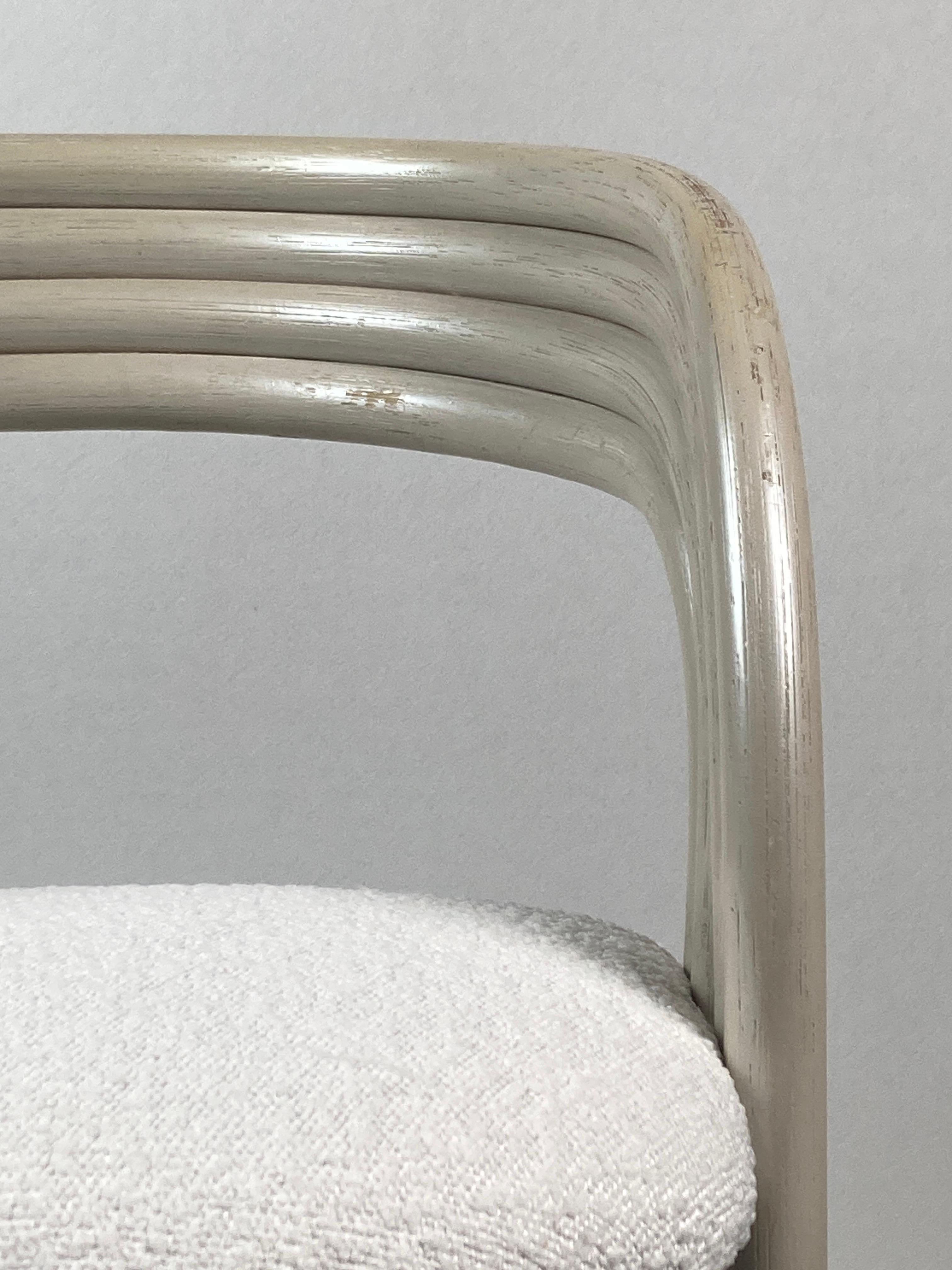 Pair barstools by Axel Enthoven in Cane & bouclé for Rohe Noordwolde, Dutch 80s 6