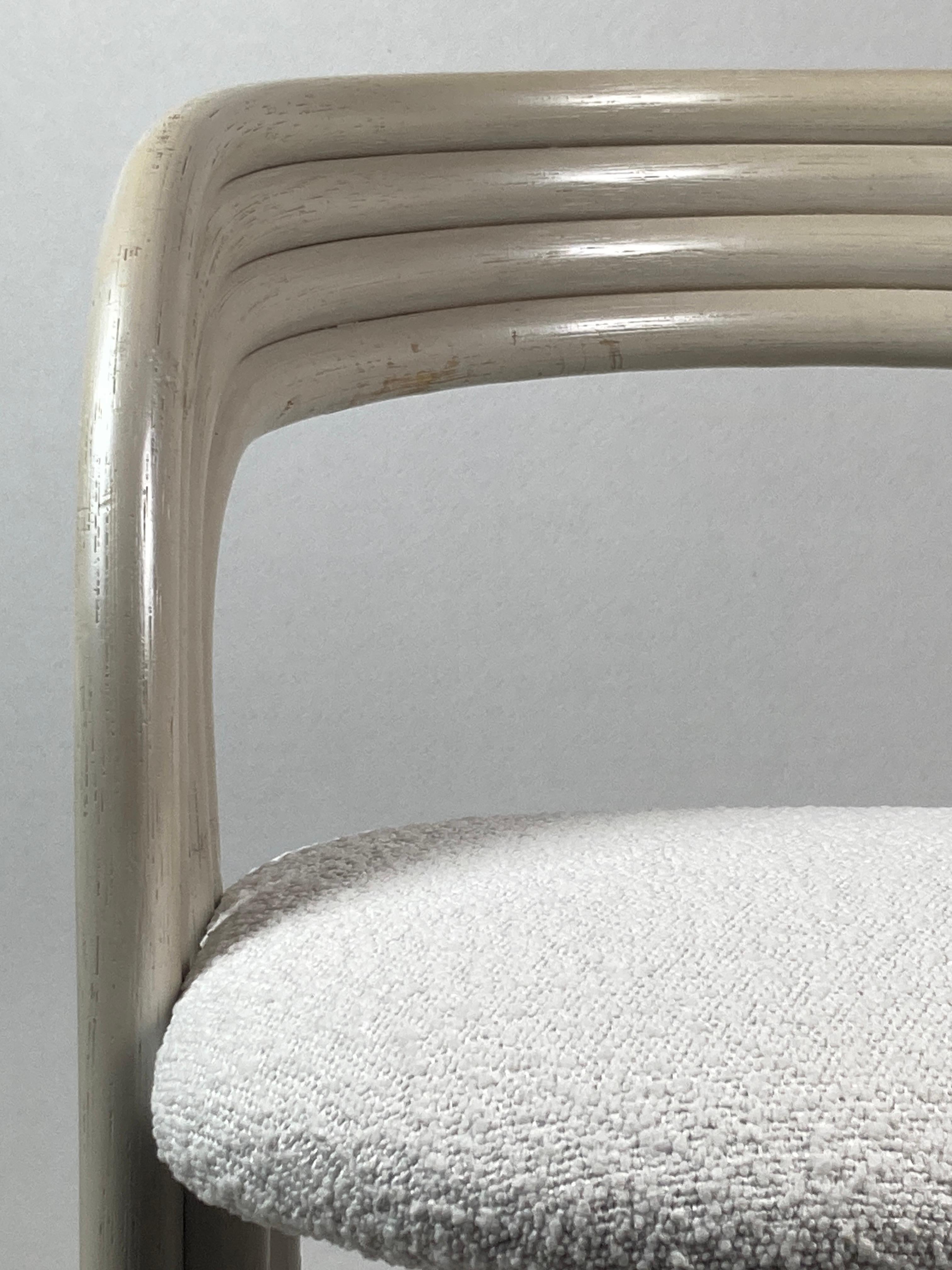 Pair barstools by Axel Enthoven in Cane & bouclé for Rohe Noordwolde, Dutch 80s 7