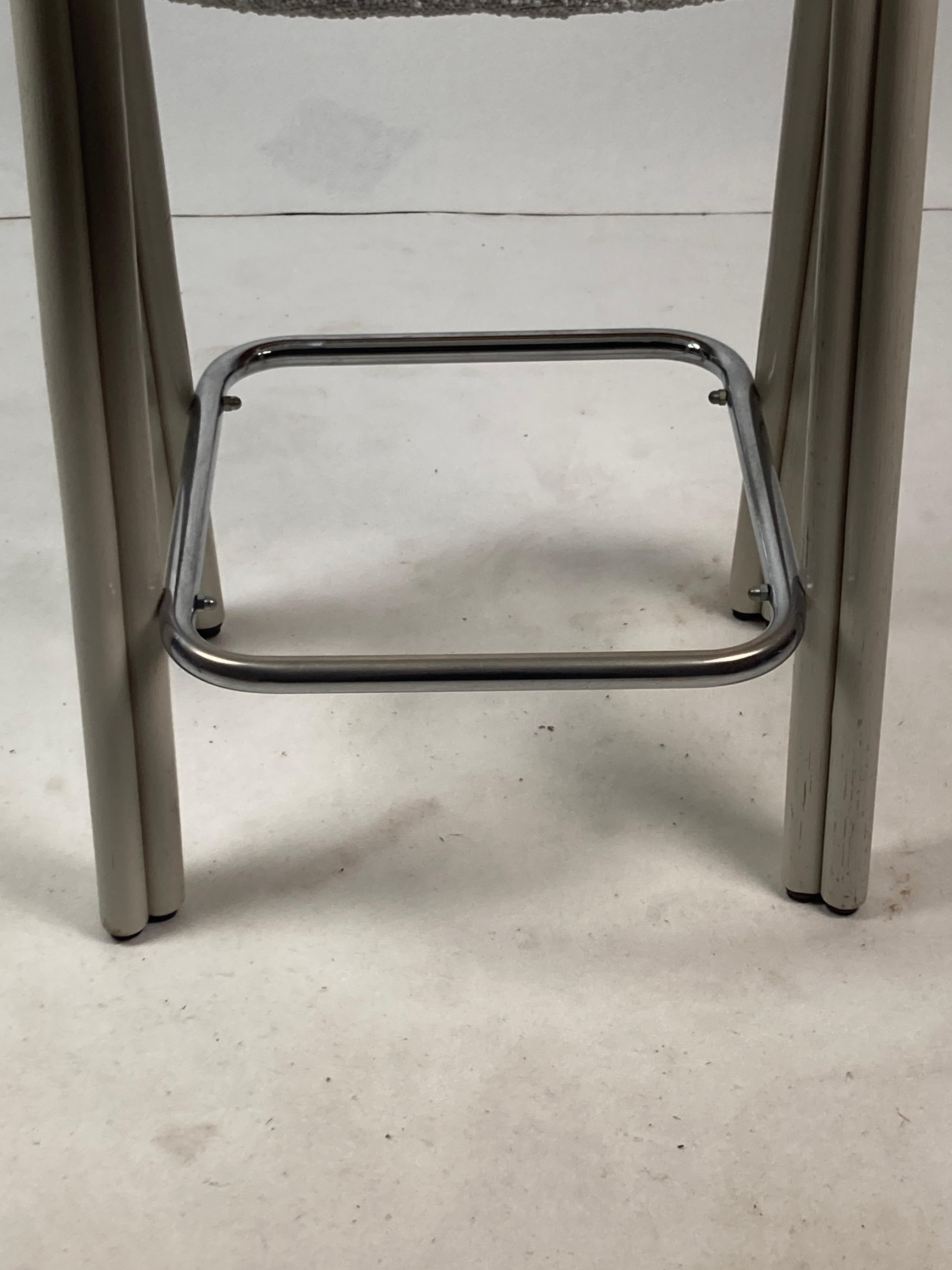 Pair barstools by Axel Enthoven in Cane & bouclé for Rohe Noordwolde, Dutch 80s 8