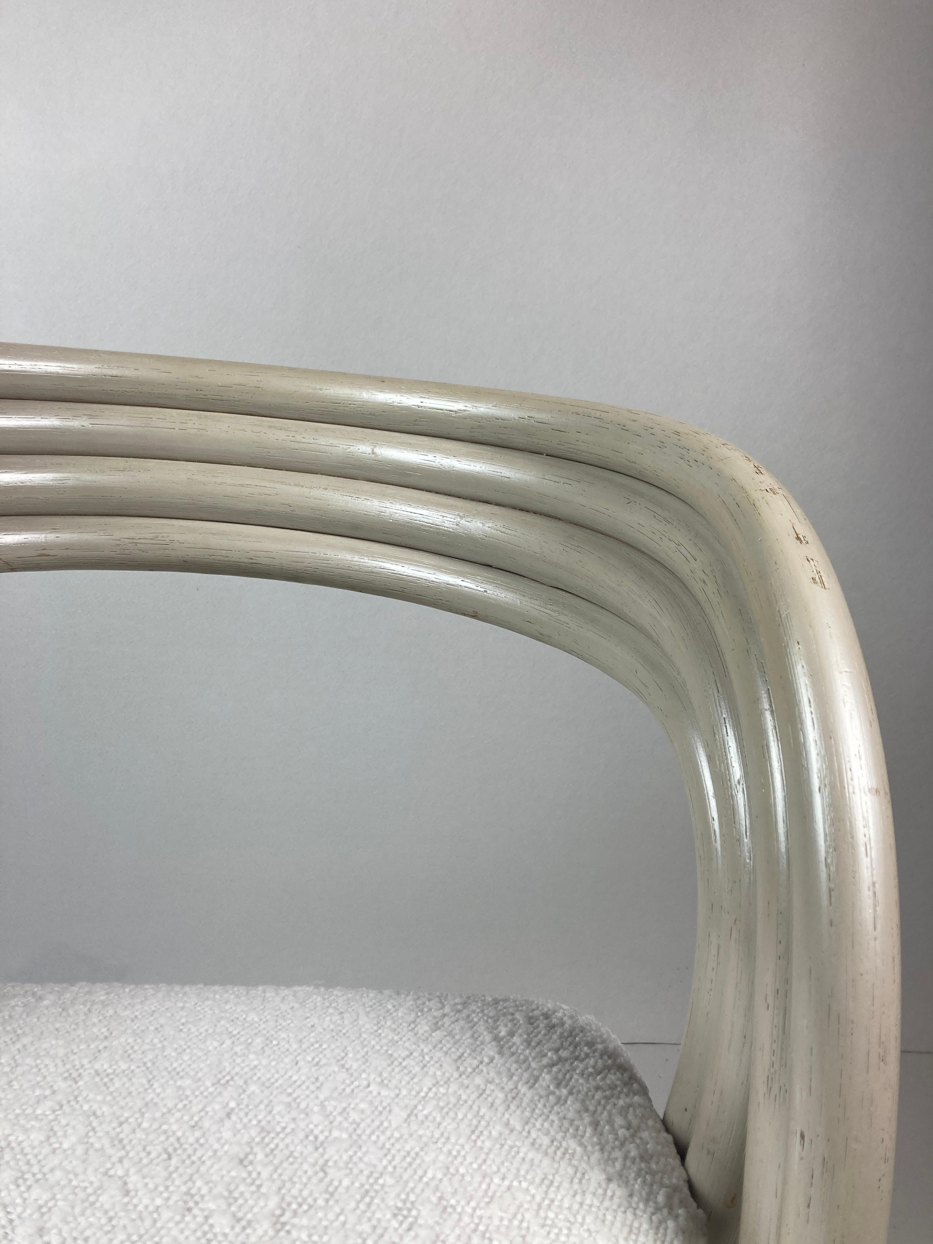 Pair barstools by Axel Enthoven in Cane & bouclé for Rohe Noordwolde, Dutch 80s 3