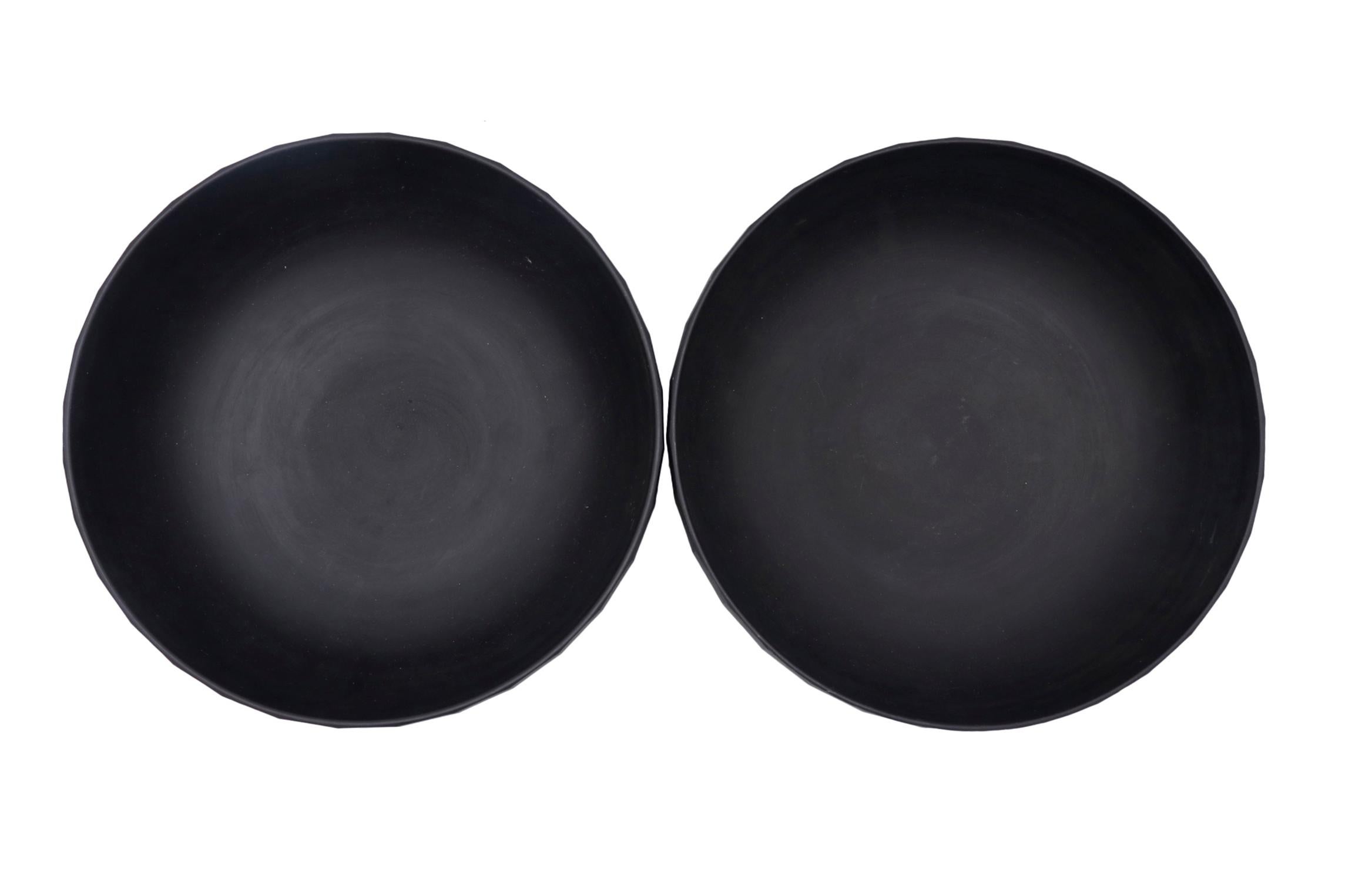 English Pair of Basalt Keith Murray Large Bowls For Sale