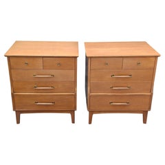 Pair Baumritter Birchcraft MCM Maple Five-Drawer Side Chests
