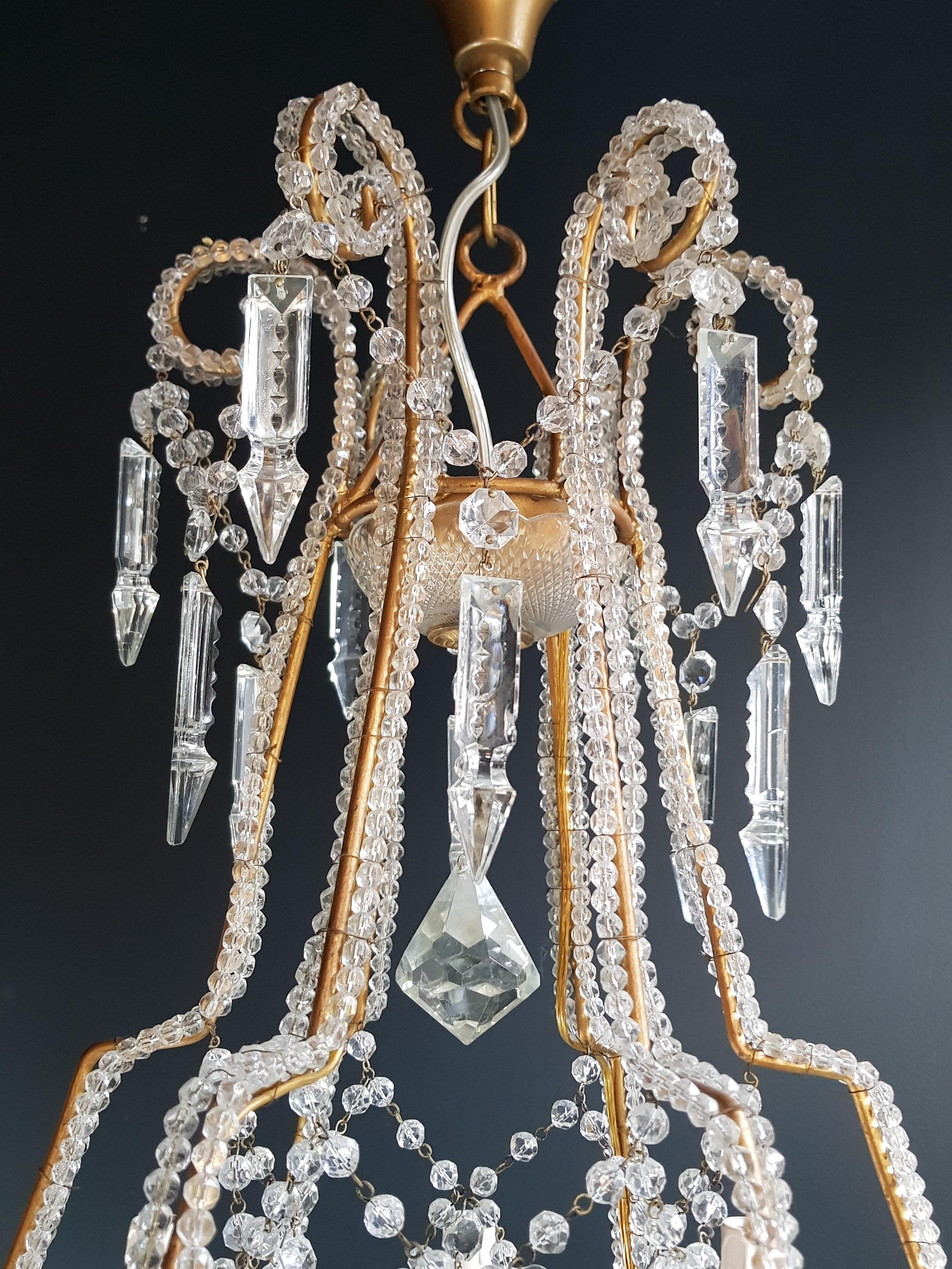 Perlenkristall-Kronleuchter Antike Deckenlampe Lüster Jugendstil 2 Pieces, Paar (Mitte des 20. Jahrhunderts)