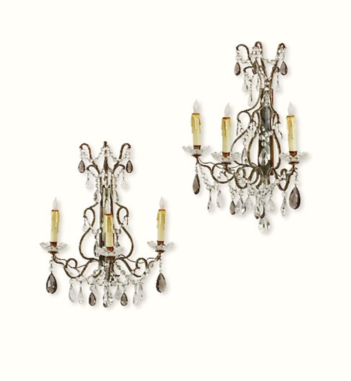 20th Century Pair Beaded Sconces For Sale