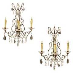 Used Pair Beaded Sconces