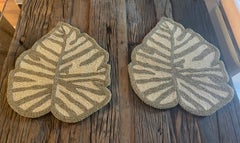 Pair Beaded Tropical Leaves Placemats Table Decor
