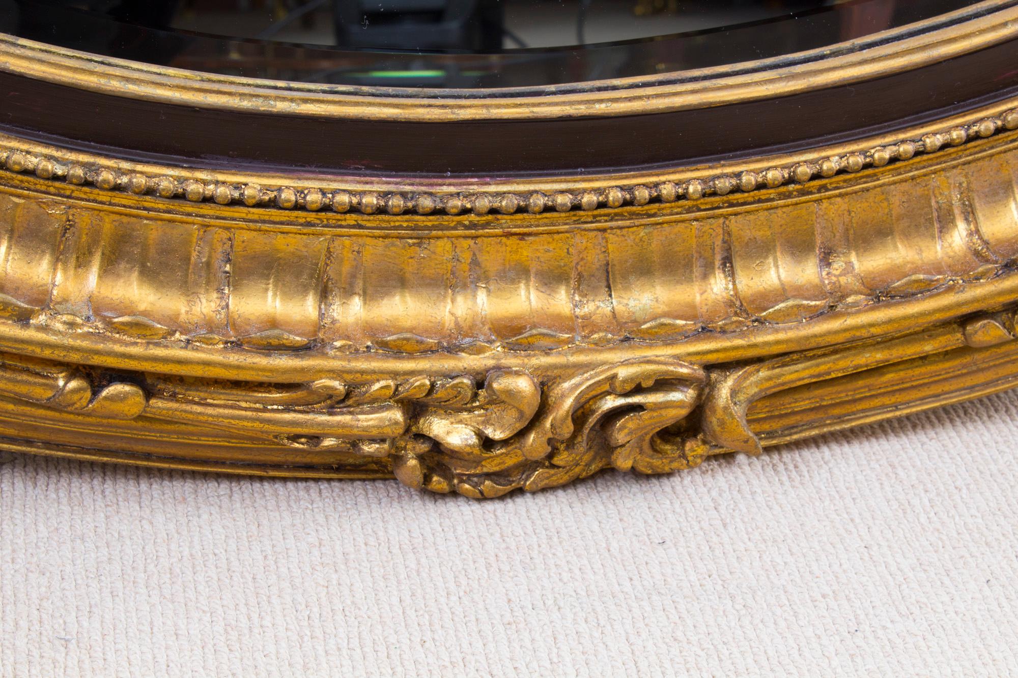 Pair of Beautiful Large Rococo Style Gilded Oval Mirrors 1