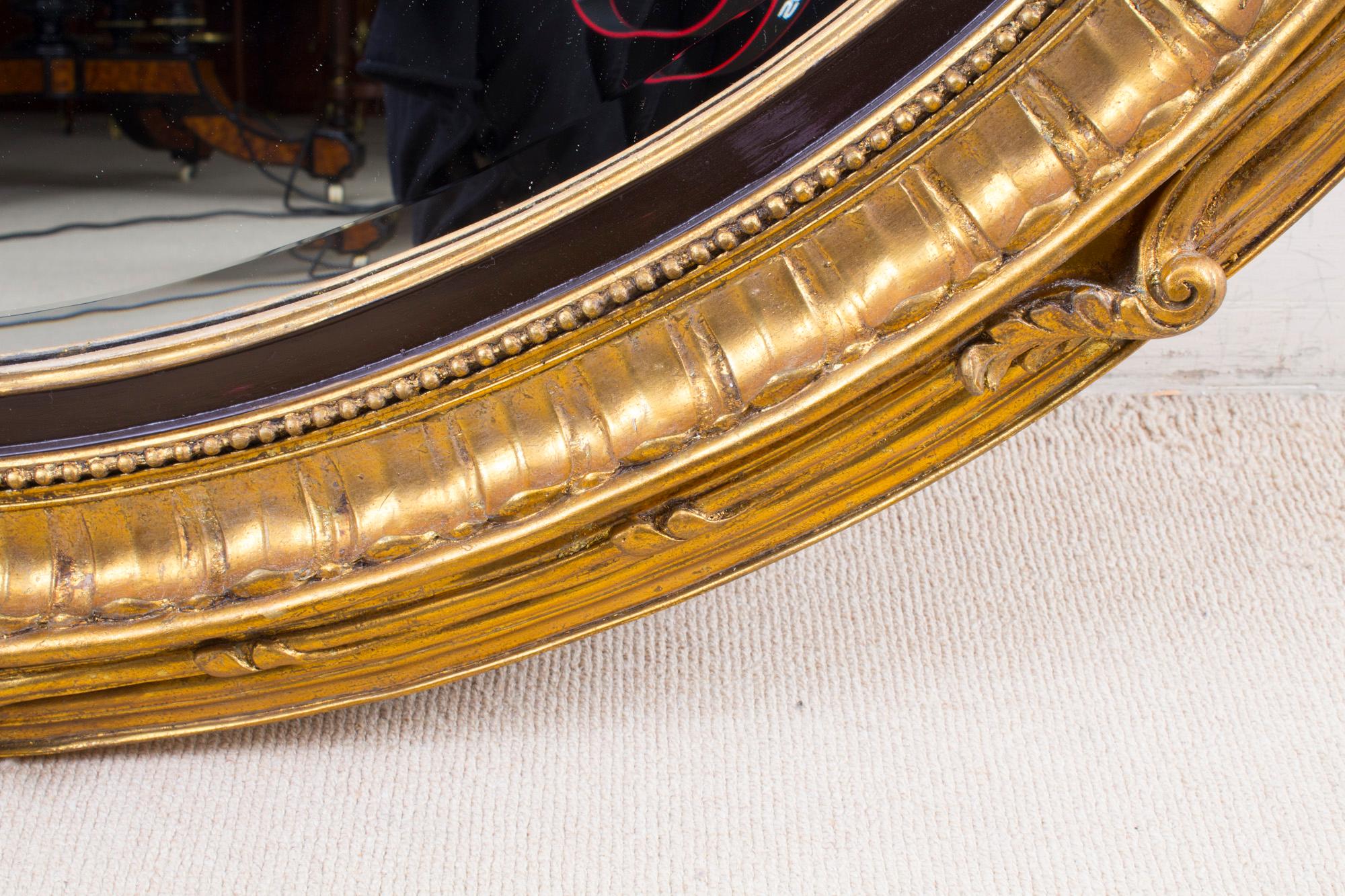 Pair of Beautiful Large Rococo Style Gilded Oval Mirrors 3