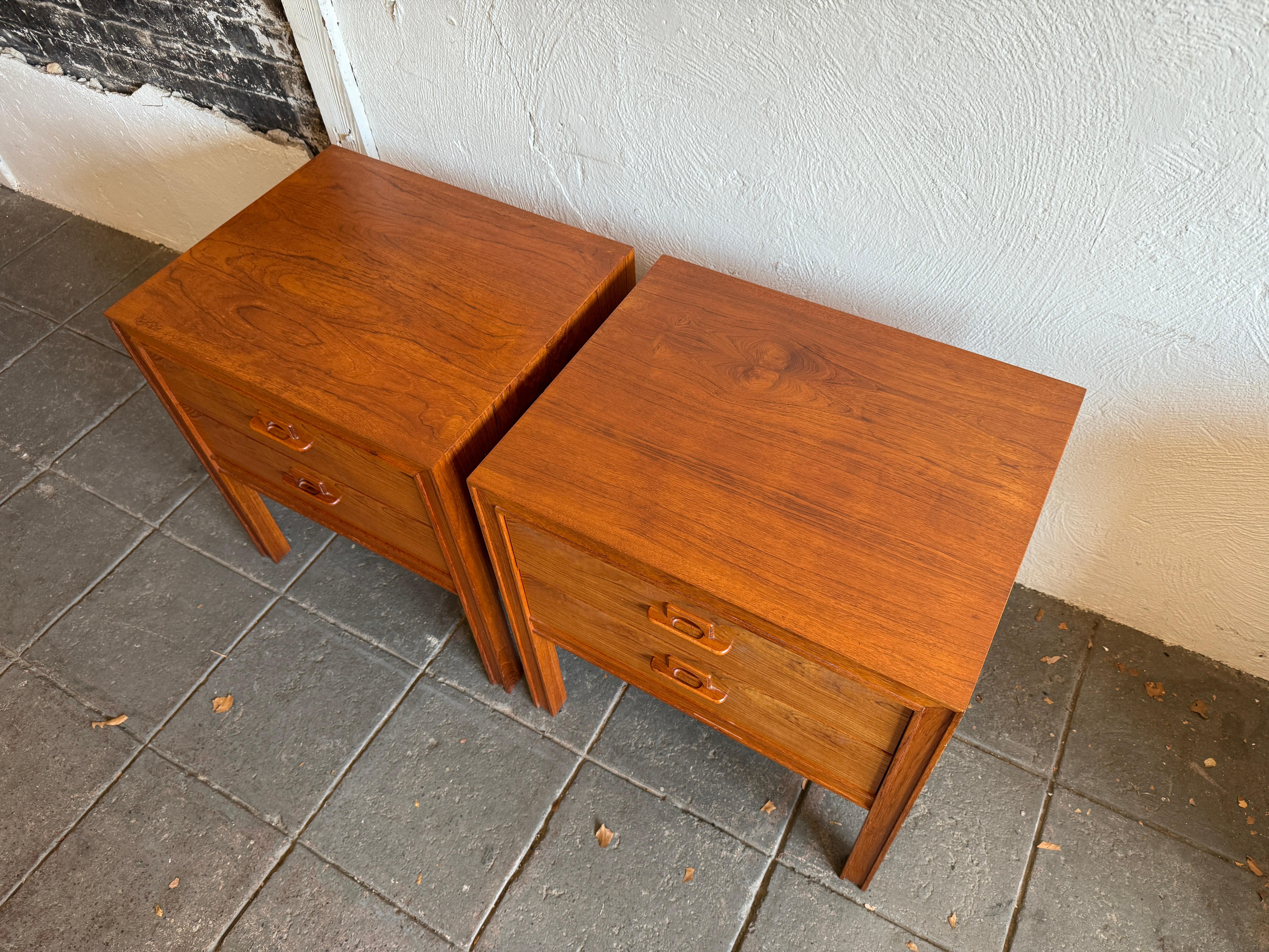 Danish Pair Beautiful teak danish modern 2 drawer nightstands Brande Møbelfabrik