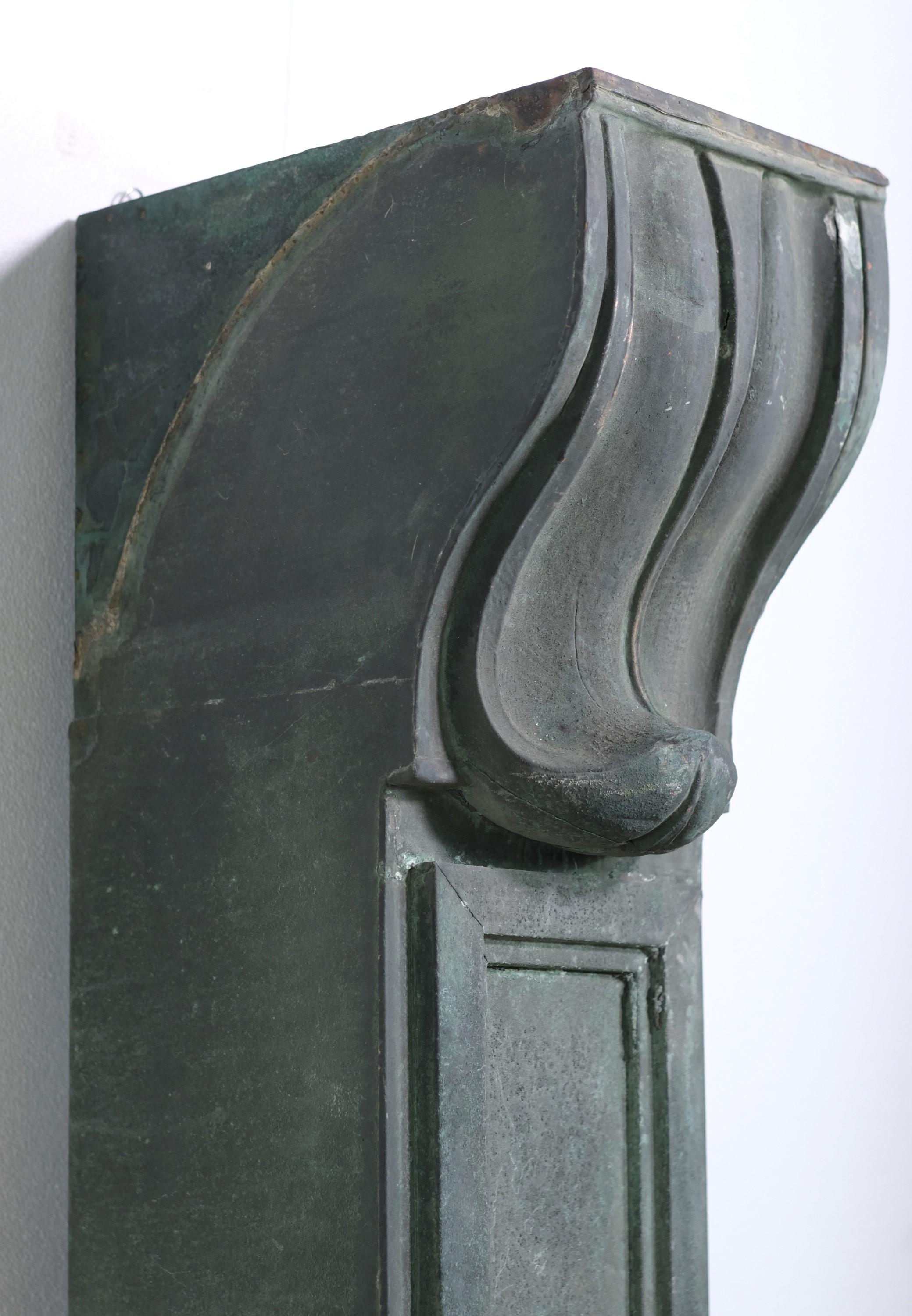 Early 20th Century Pair Beaux Arts Tall Copper Corbel Wall Pieces NYC Building 417 Park Ave For Sale