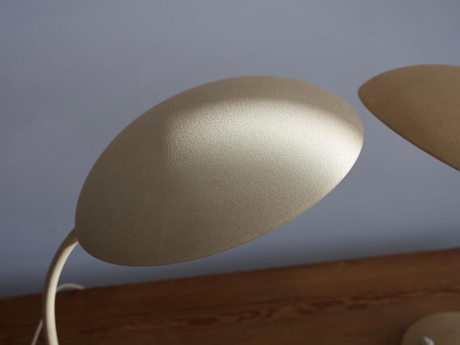 20th Century Pair Beige Painted Metal Table Lamps From the 1930s
