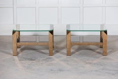 Paar Belgochrom vergoldete zweistöckige Beistelltische