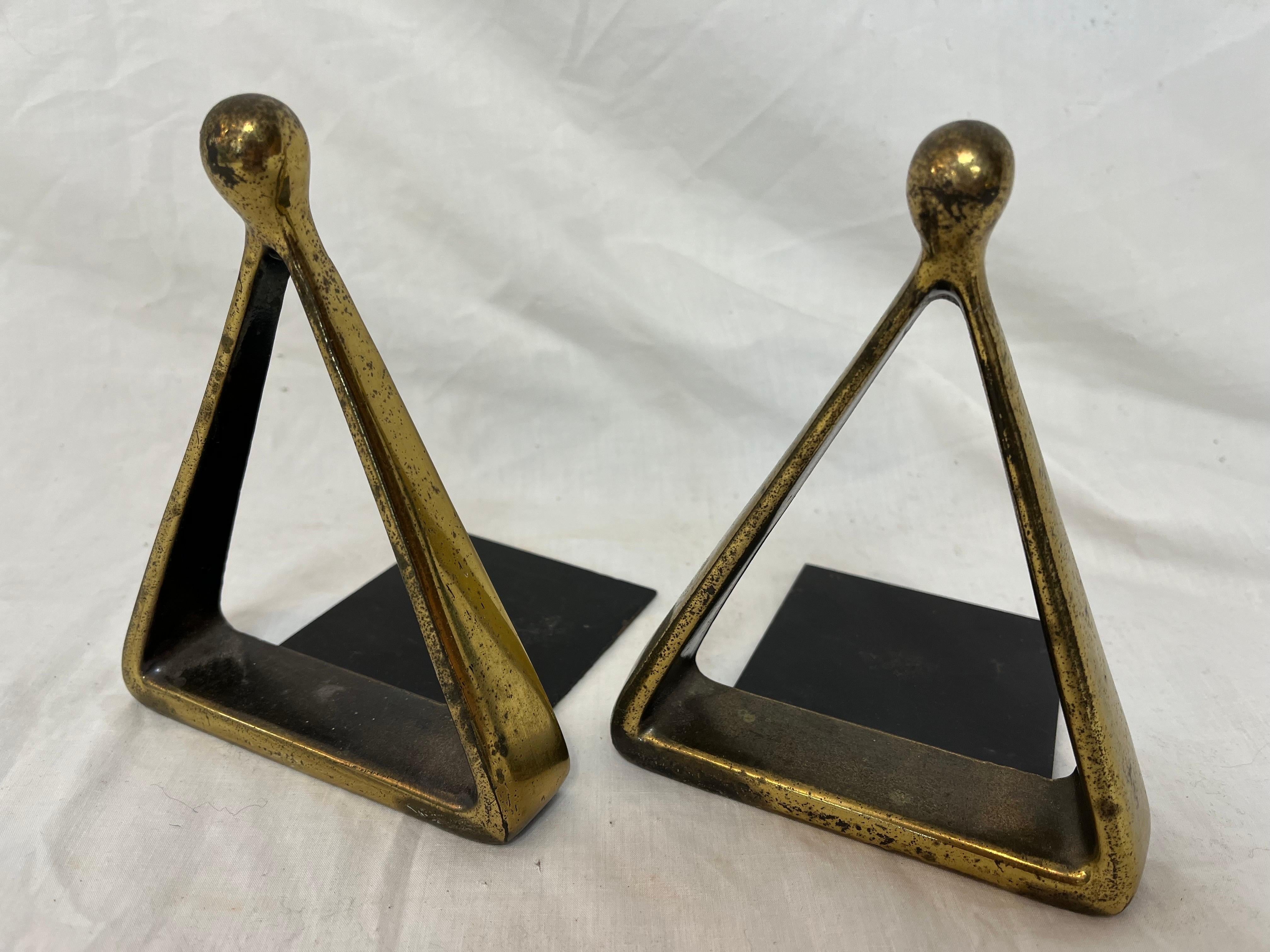 Mid-Century Modern Pair Ben Seibel Vintage and Well Patinated Triangle Bookends for Jenfredware