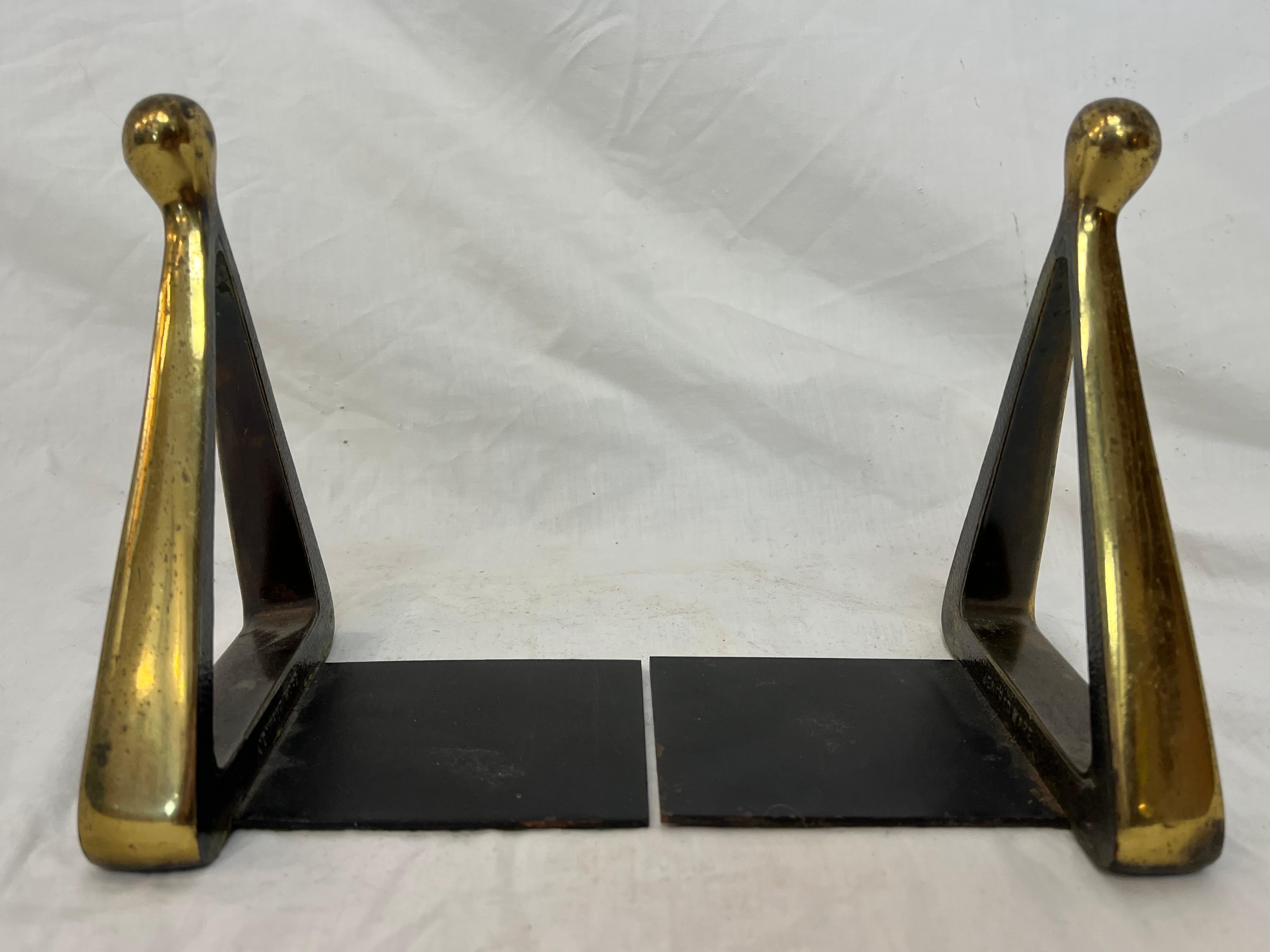 Metal Pair Ben Seibel Vintage and Well Patinated Triangle Bookends for Jenfredware