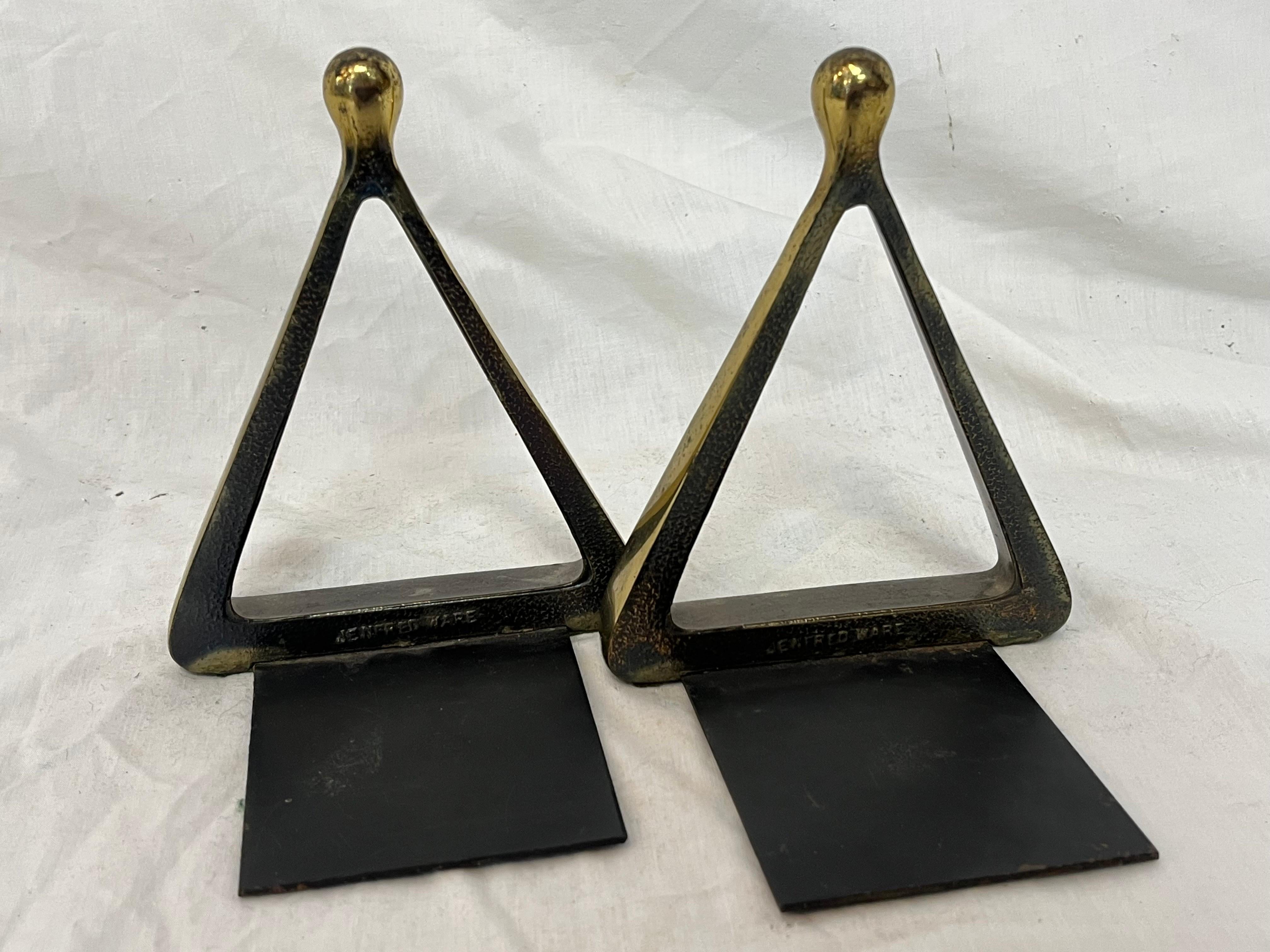 Pair Ben Seibel Vintage and Well Patinated Triangle Bookends for Jenfredware 2