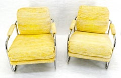 Pair Bent Tube Frame Mid Century Modern Lounge Chairs Baughman Cassina Style