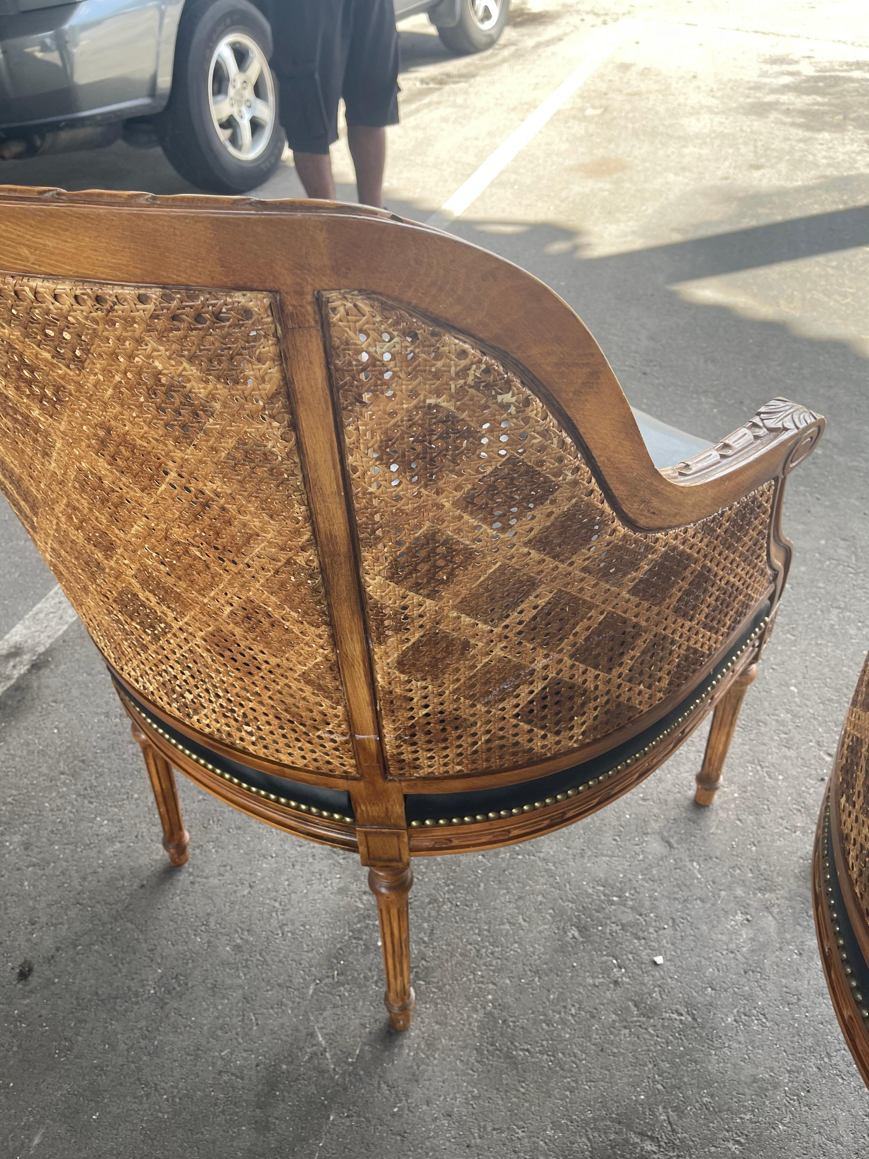 Cane Pair Bergeres Oversized  For Sale