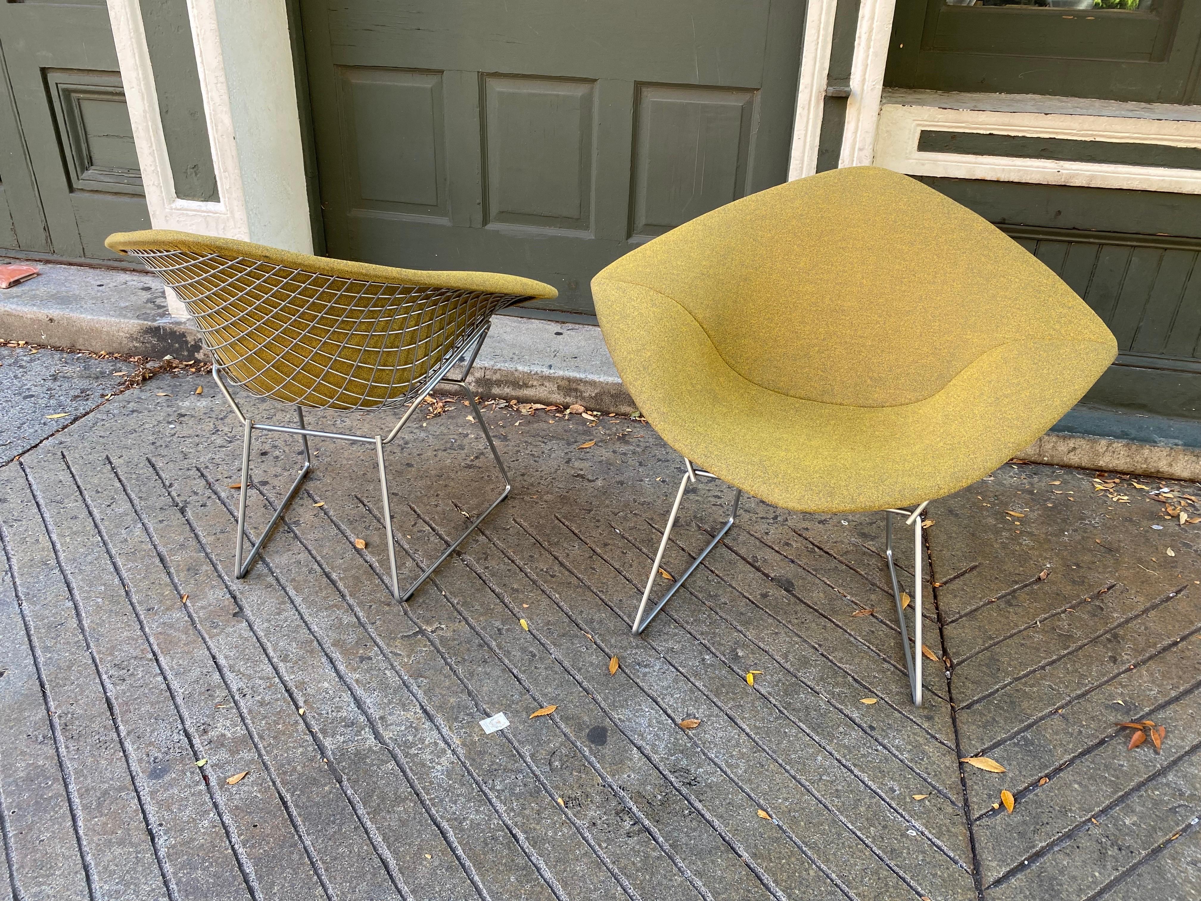 Late 20th Century Pair Bertoia for Knoll Small Diamond Chairs