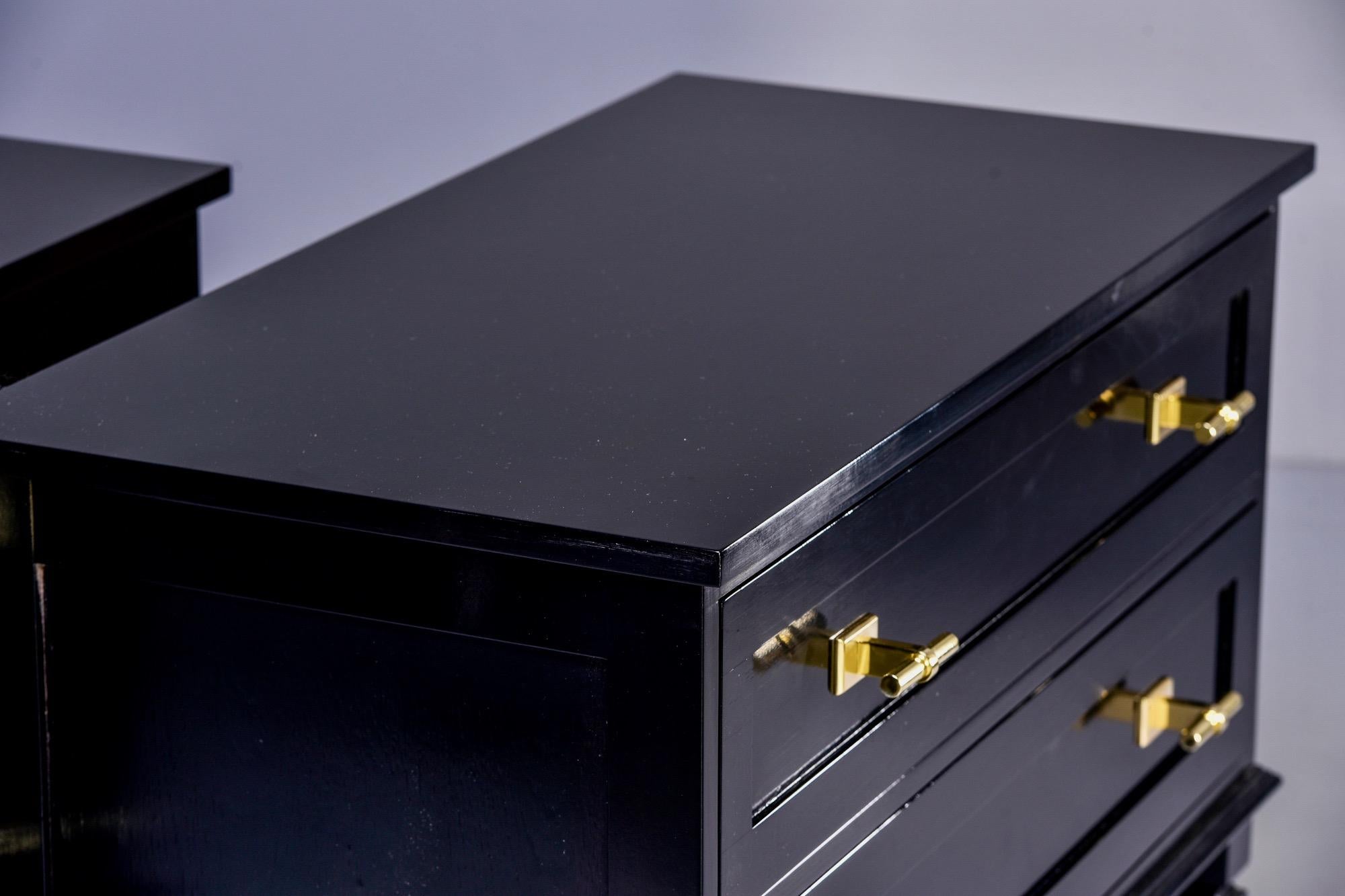 Pair of Bespoke Ebonized Chests with Brass Hardware 5