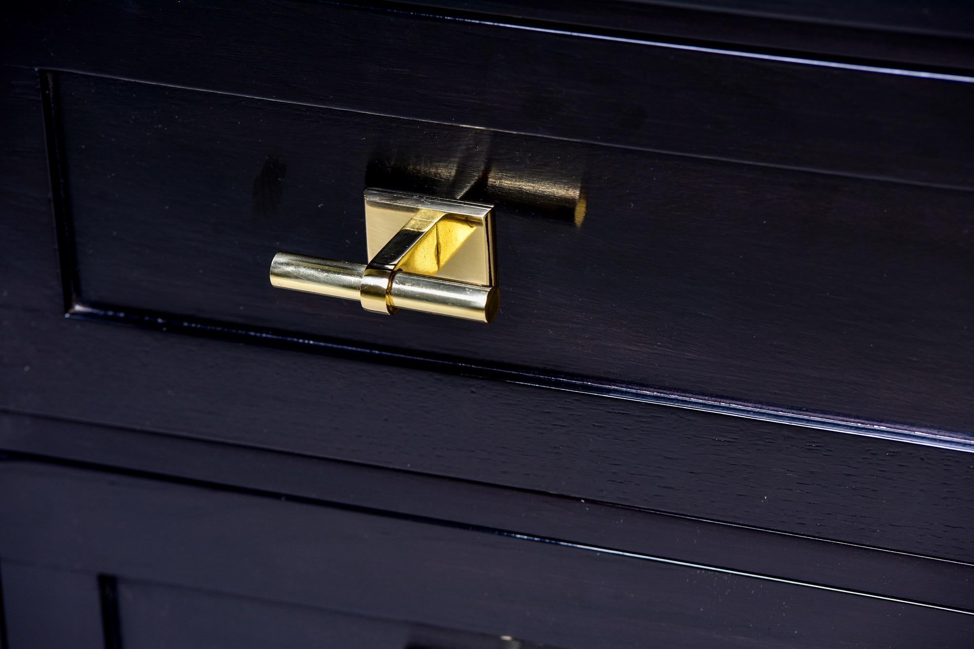 Pair of Bespoke Ebonized Chests with Brass Hardware 7