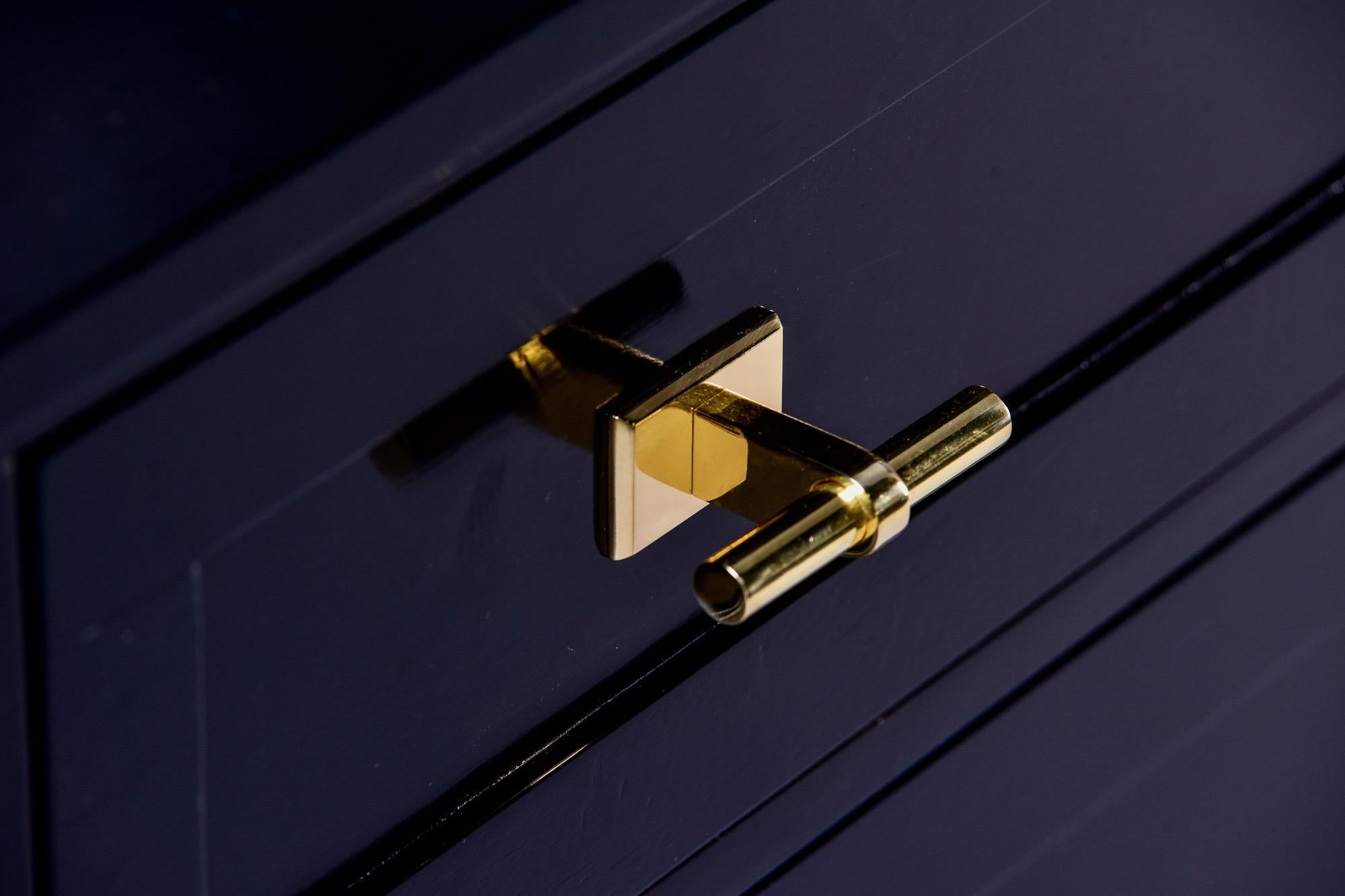 Pair of Bespoke Ebonized Chests with Brass Hardware 8