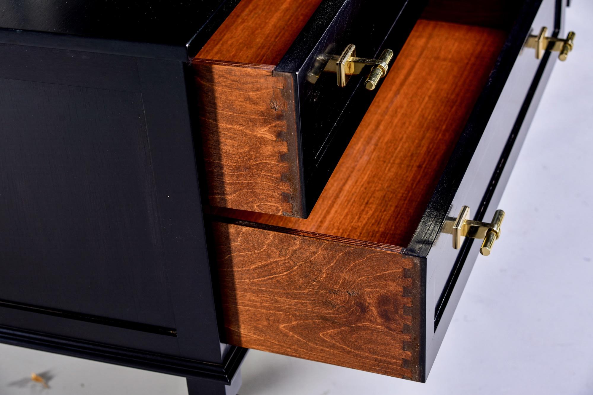 Pair of Bespoke Ebonized Chests with Brass Hardware 2