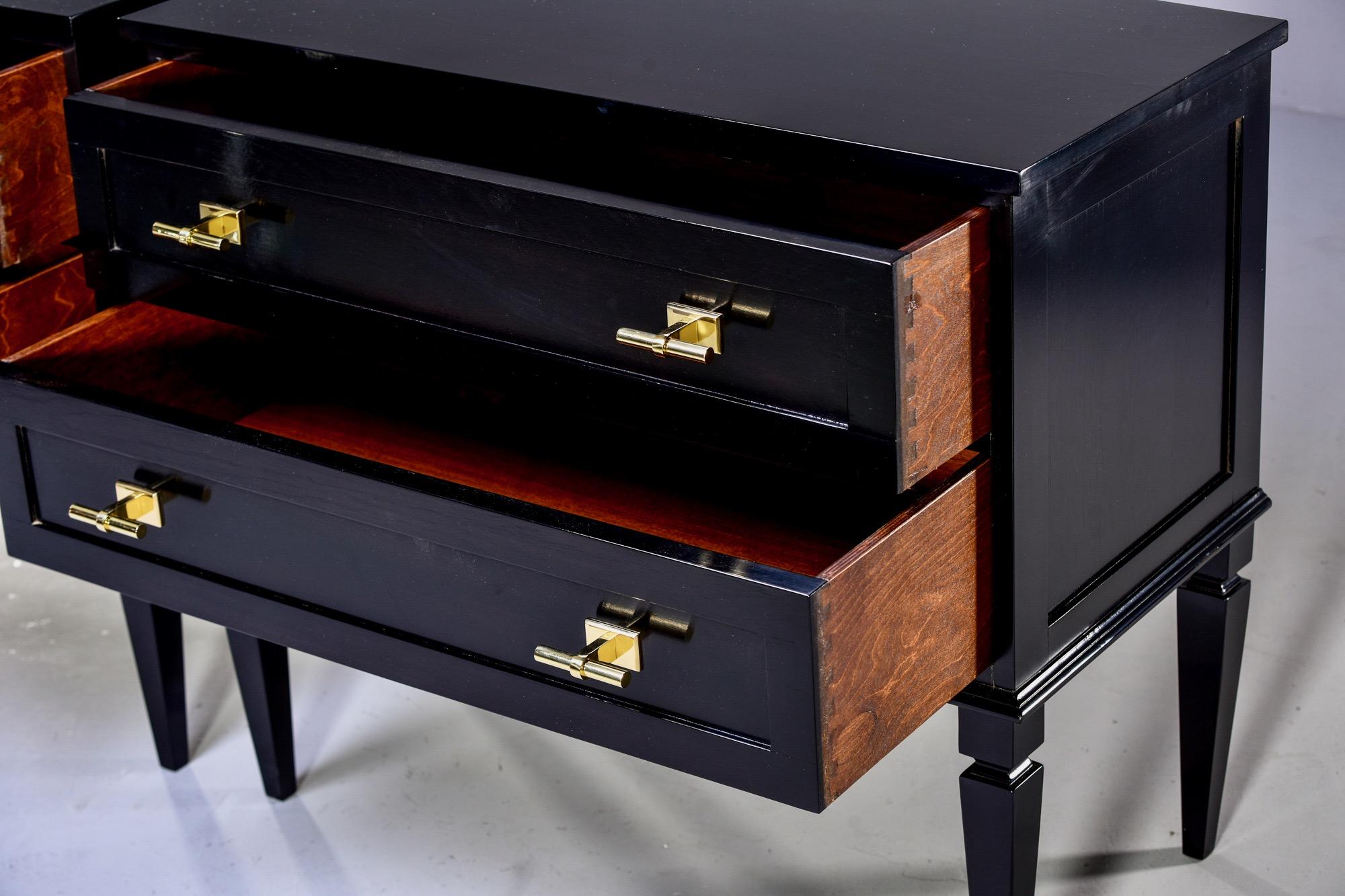 Pair of Bespoke Ebonized Chests with Brass Hardware 3