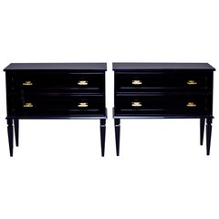 Pair of Bespoke Ebonized Chests with Brass Hardware