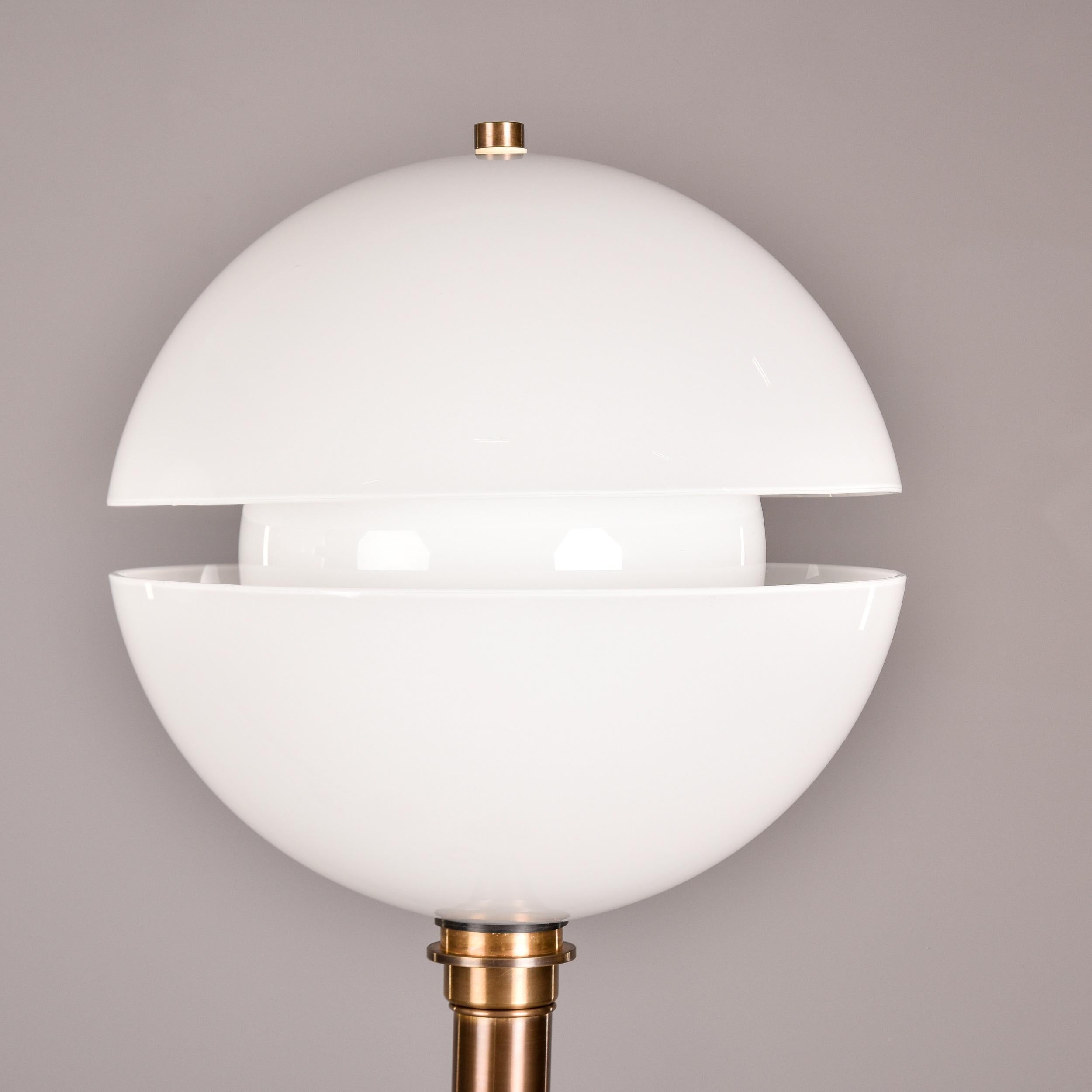 Pair Bespoke Split Globe Glass Floor Lamps with Dark Brass Base For Sale 1