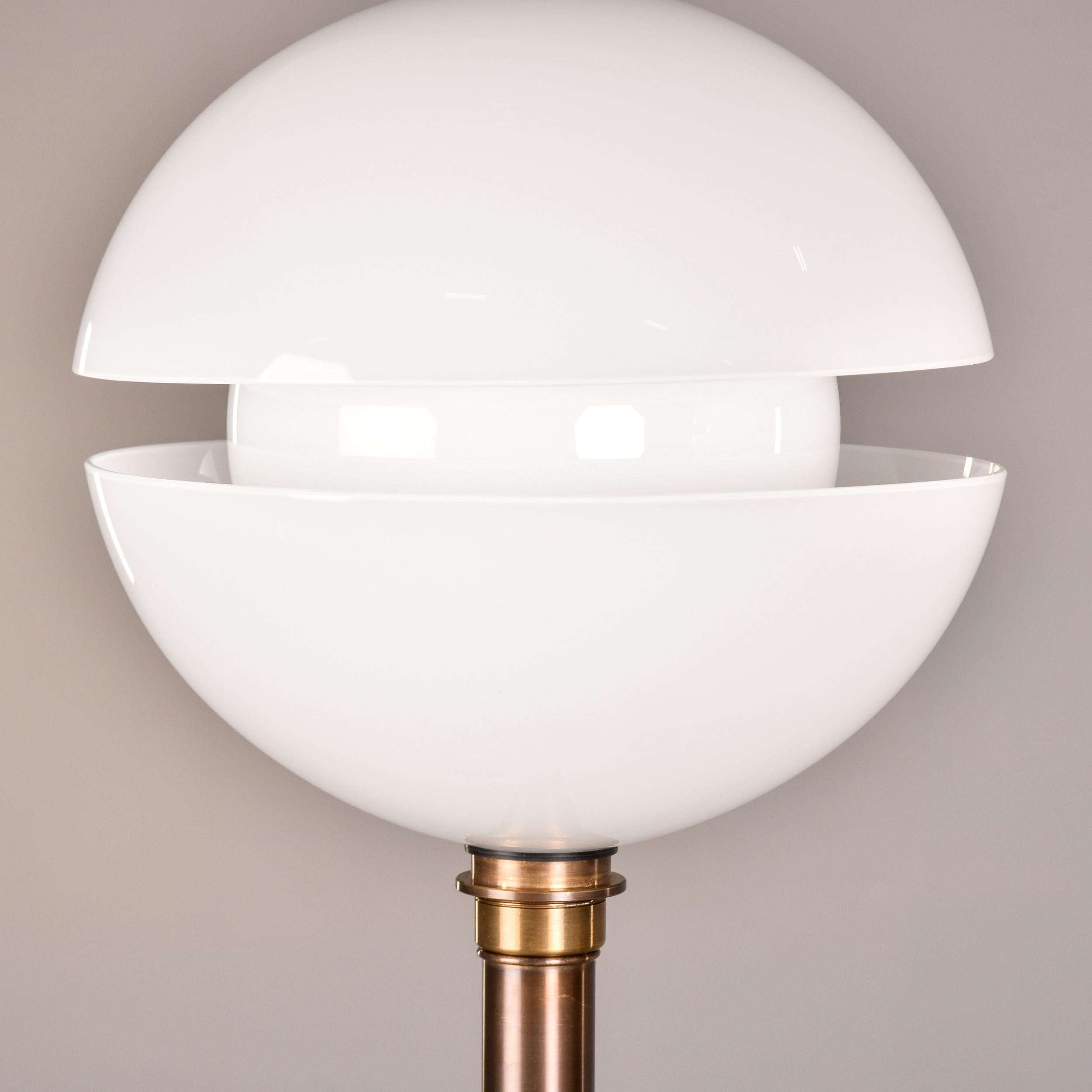 Pair Bespoke Split Globe Glass Floor Lamps with Dark Brass Base For Sale 2