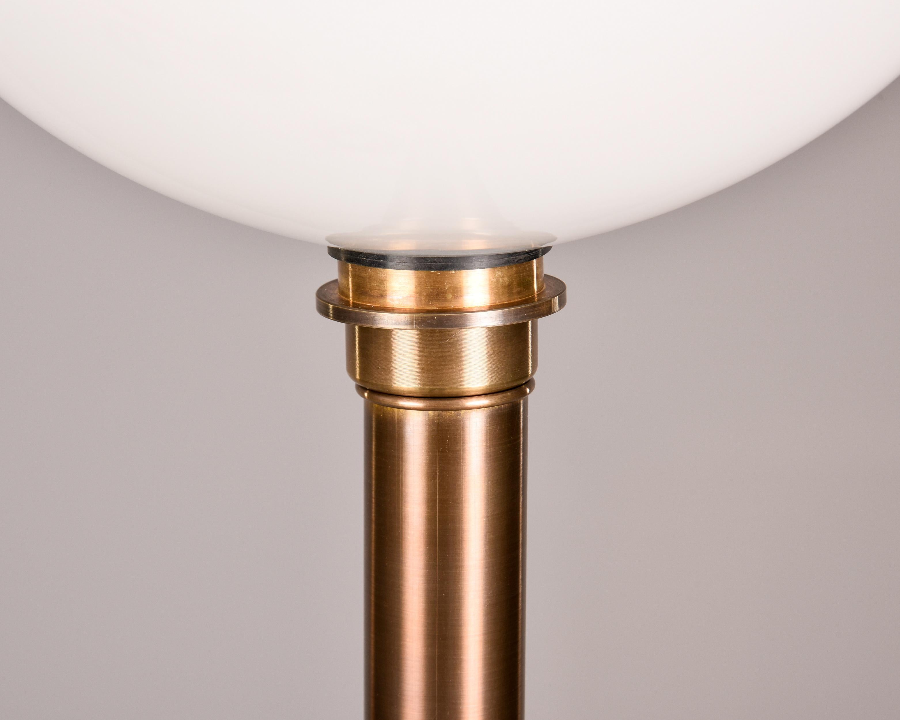 Pair Bespoke Split Globe Glass Floor Lamps with Dark Brass Base For Sale 3