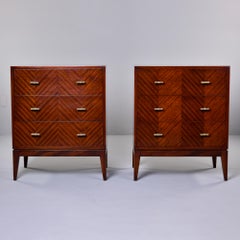 Pair Bespoke Three Drawer Walnut Chests