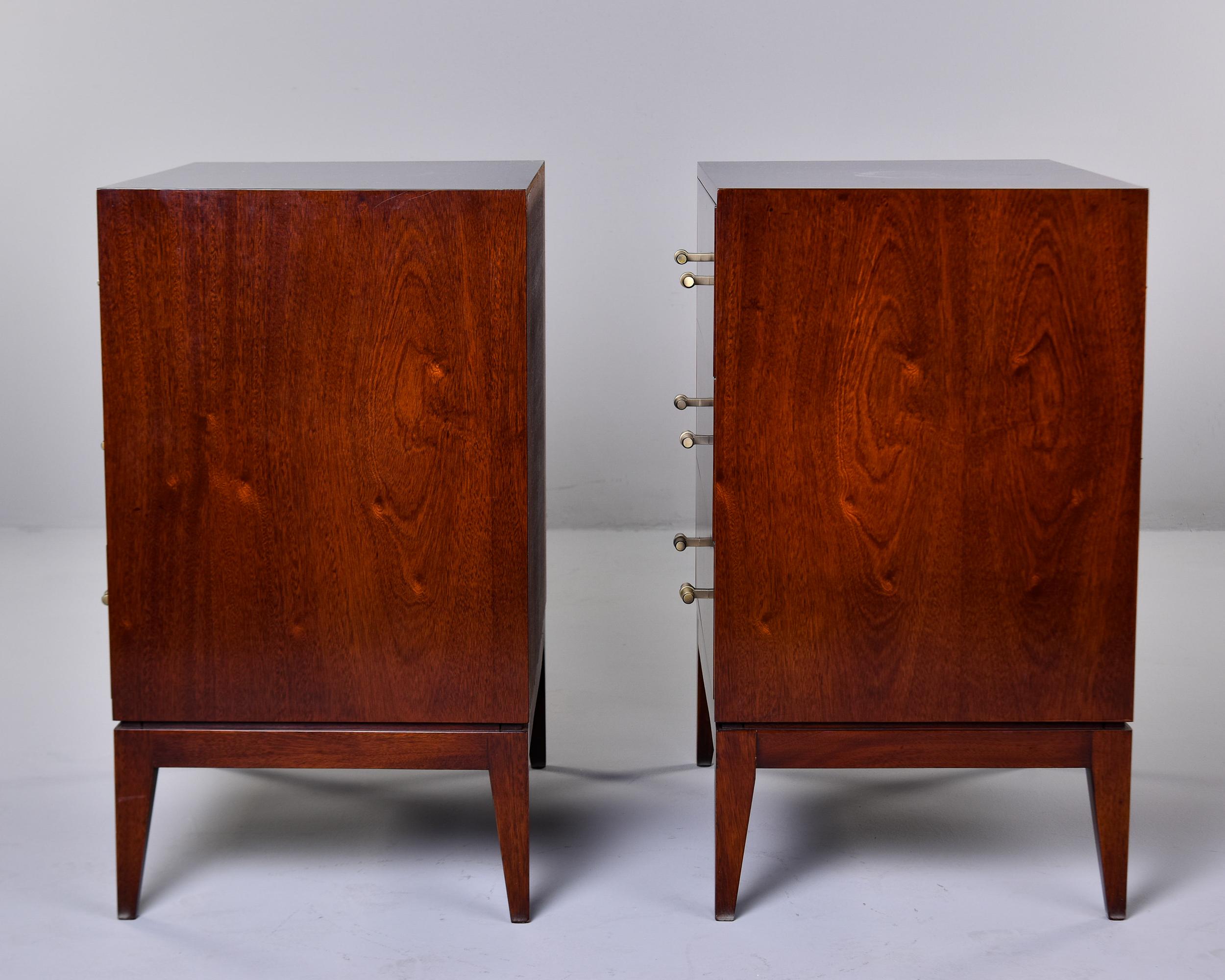 Pair Bespoke Three Drawer Walnut Chests In New Condition For Sale In Troy, MI