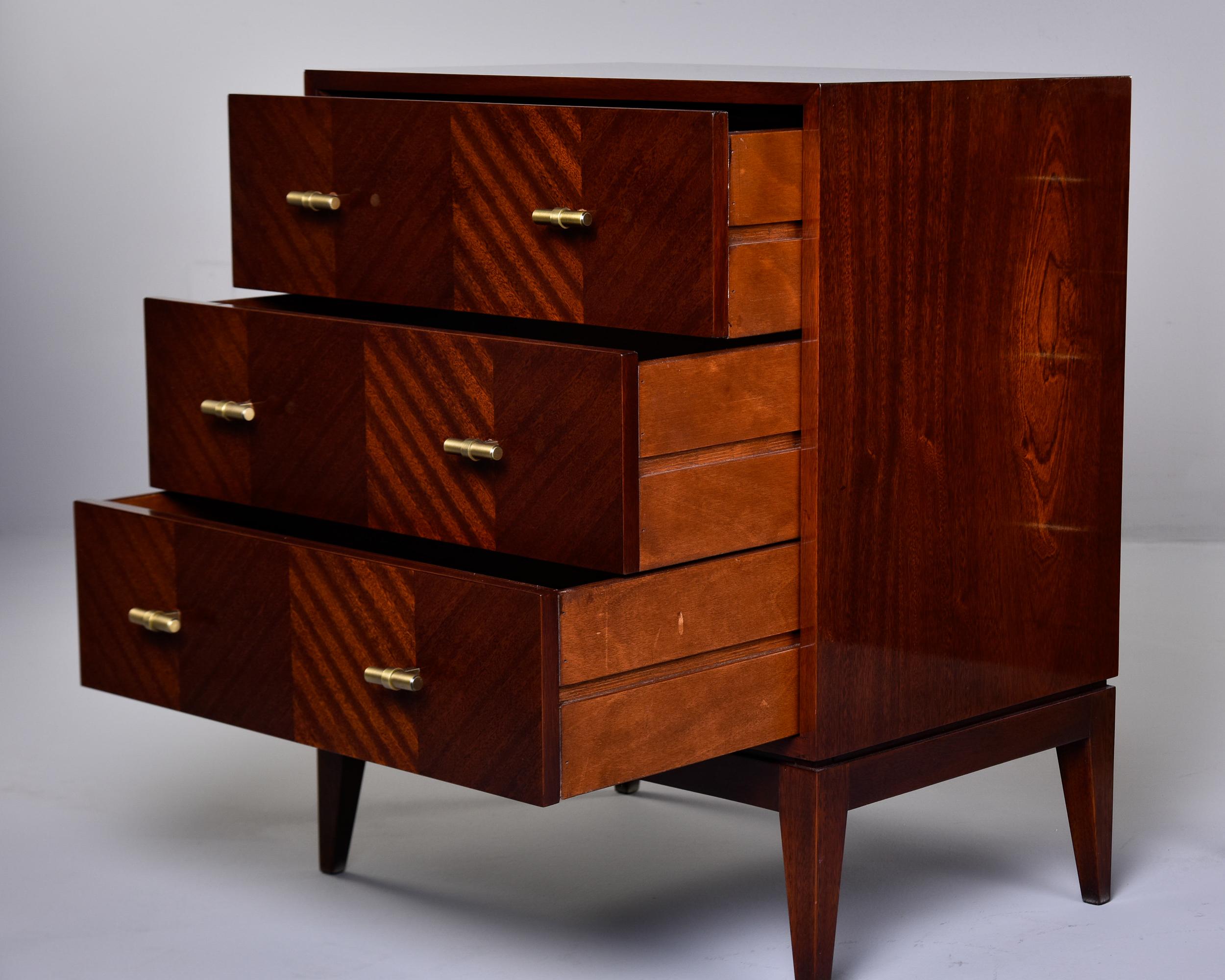 Contemporary Pair Bespoke Three Drawer Walnut Chests For Sale
