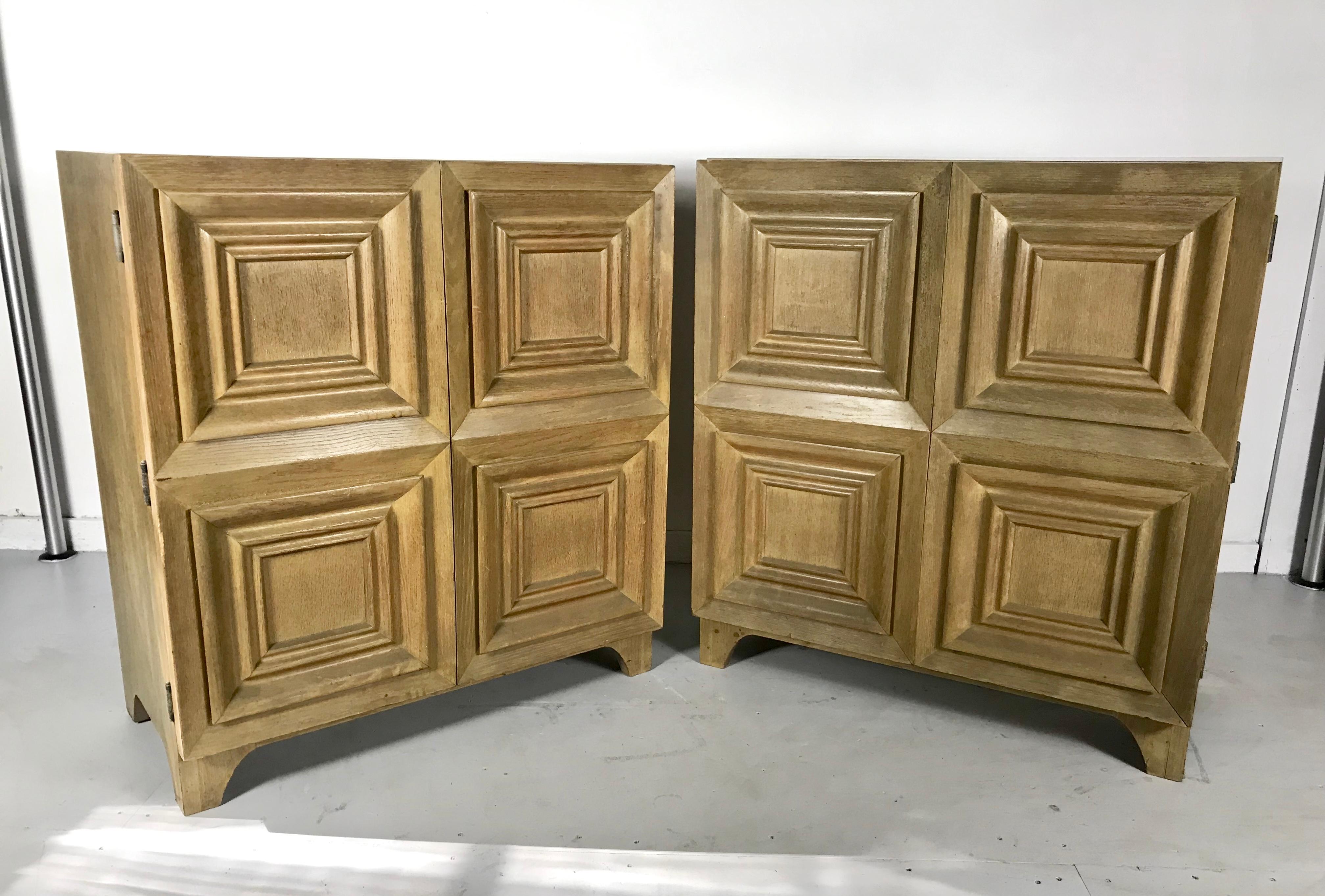 Pair of Bi-fold Panel Front 5-Drawer Cerused Dressers by Romweber Regency Modern 6