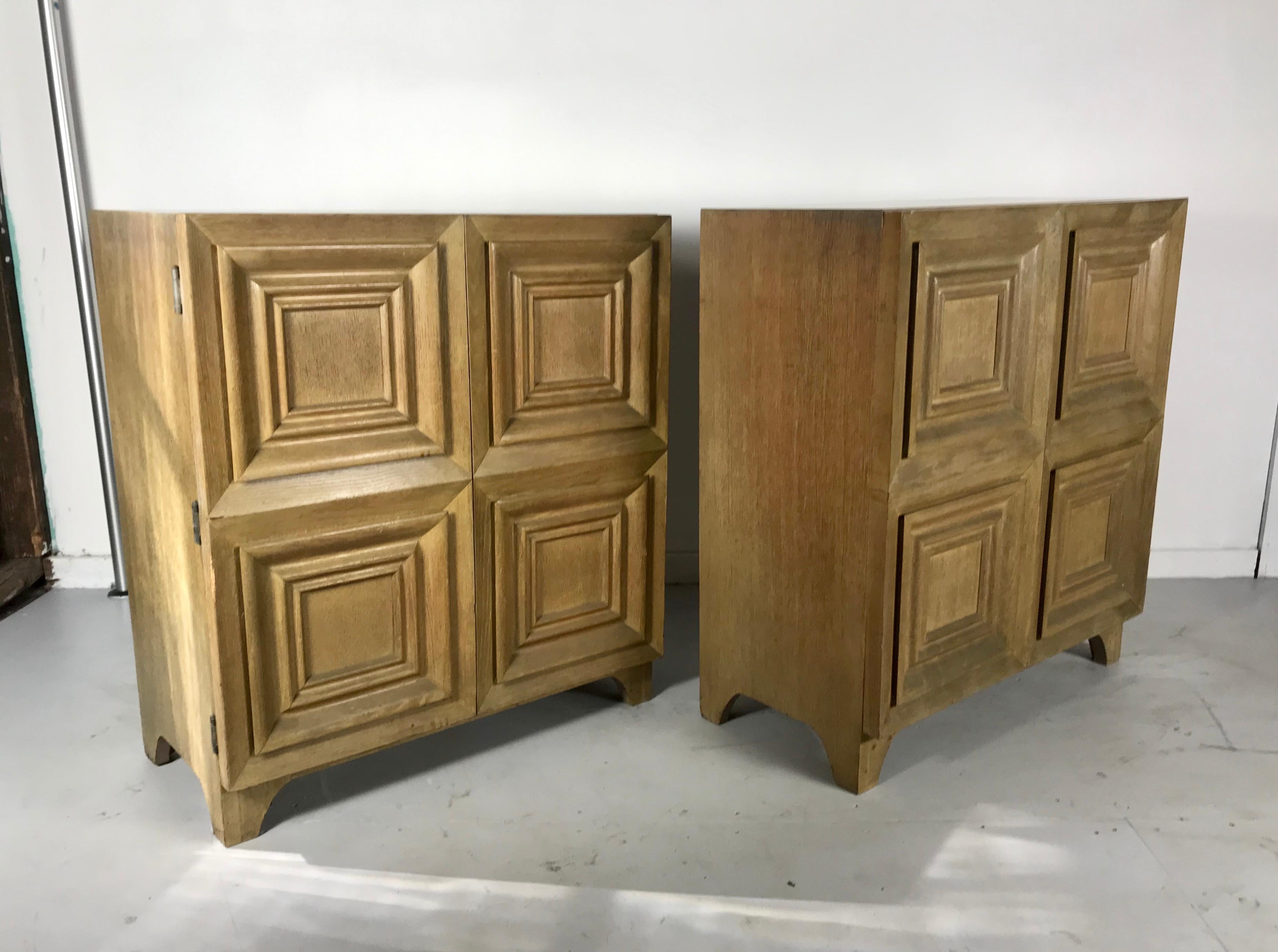 Pair of Bi-fold Panel Front 5-Drawer Cerused Dressers by Romweber Regency Modern 7