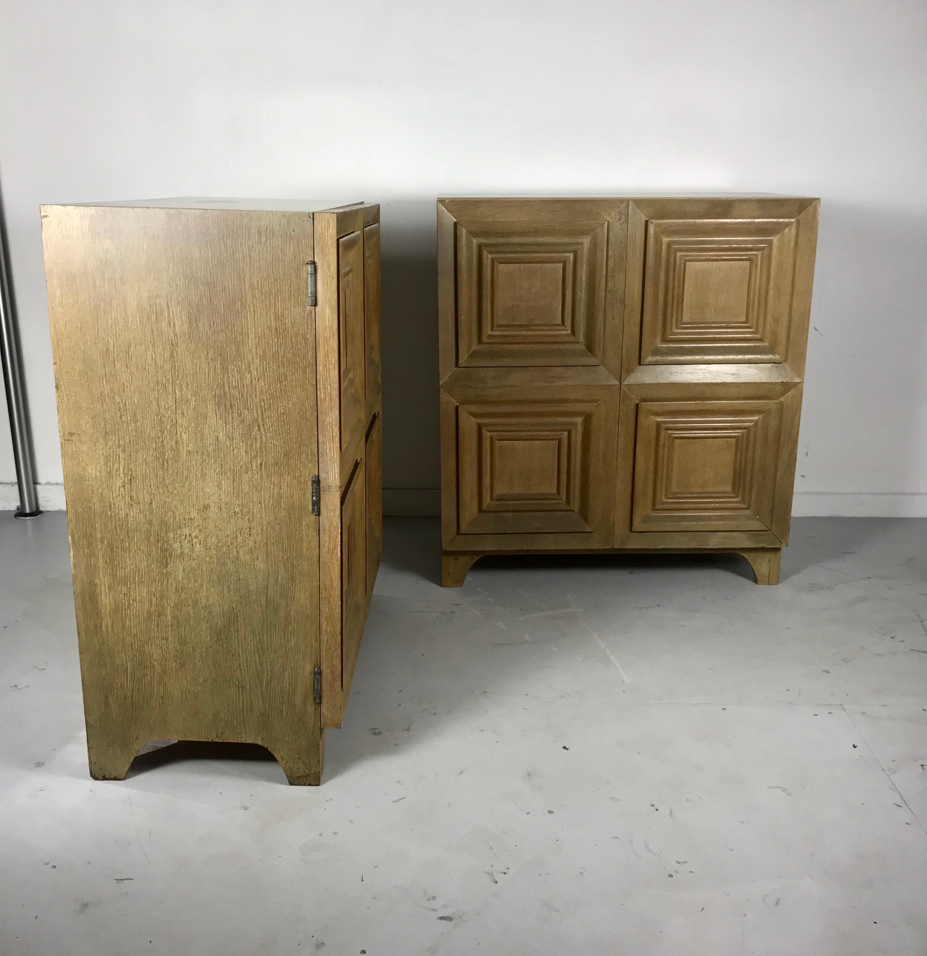 Pair of Bi-fold Panel Front 5-Drawer Cerused Dressers by Romweber Regency Modern 8