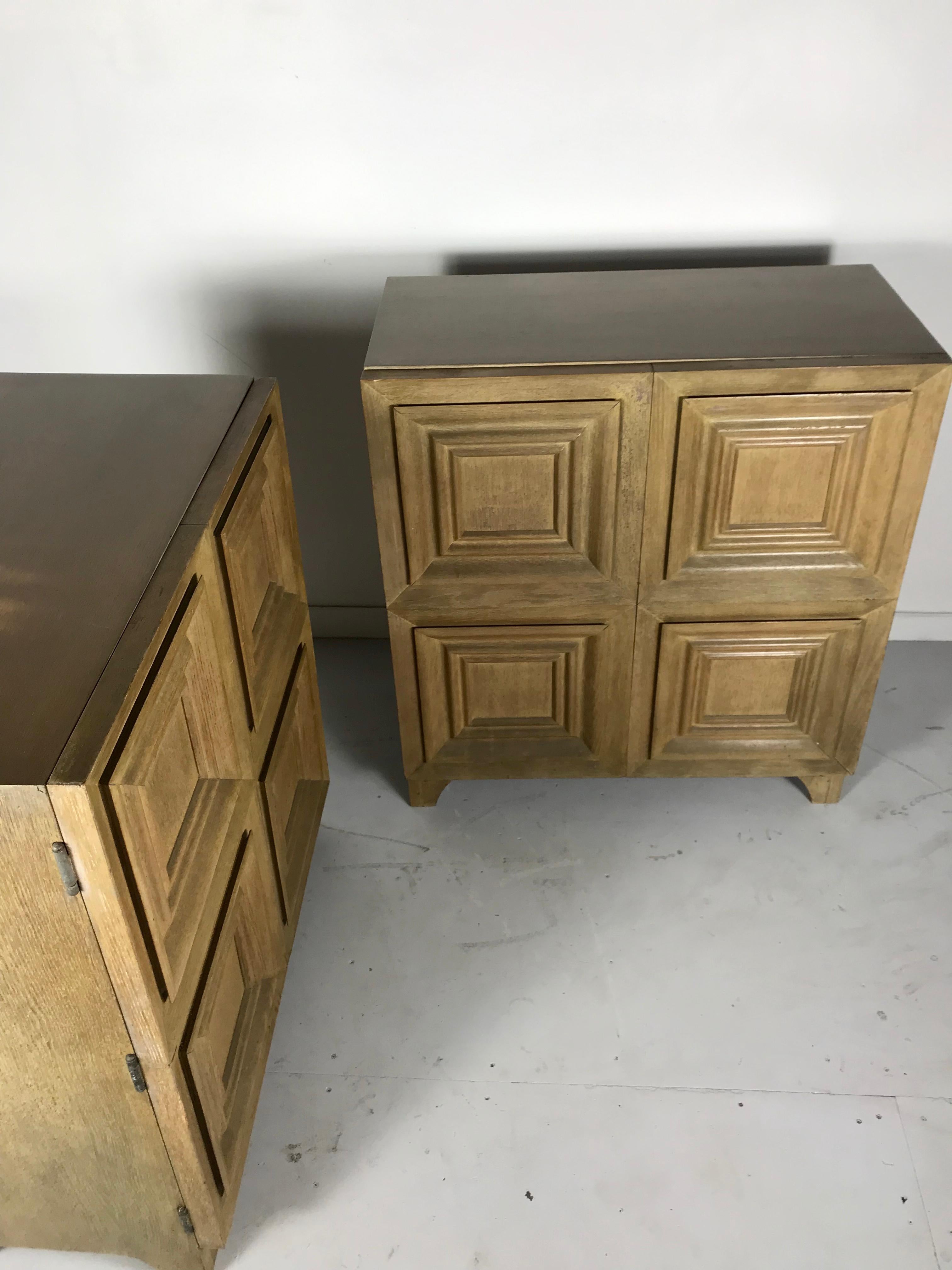 Pair of Bi-fold Panel Front 5-Drawer Cerused Dressers by Romweber Regency Modern 9
