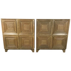 Pair of Bi-fold Panel Front 5-Drawer Cerused Dressers by Romweber Regency Modern