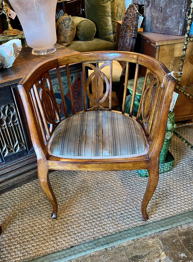 Encore Furniture Gallery-Mid-Century Faux Bamboo Cane Barrel Back Armchair, image size:768x1040