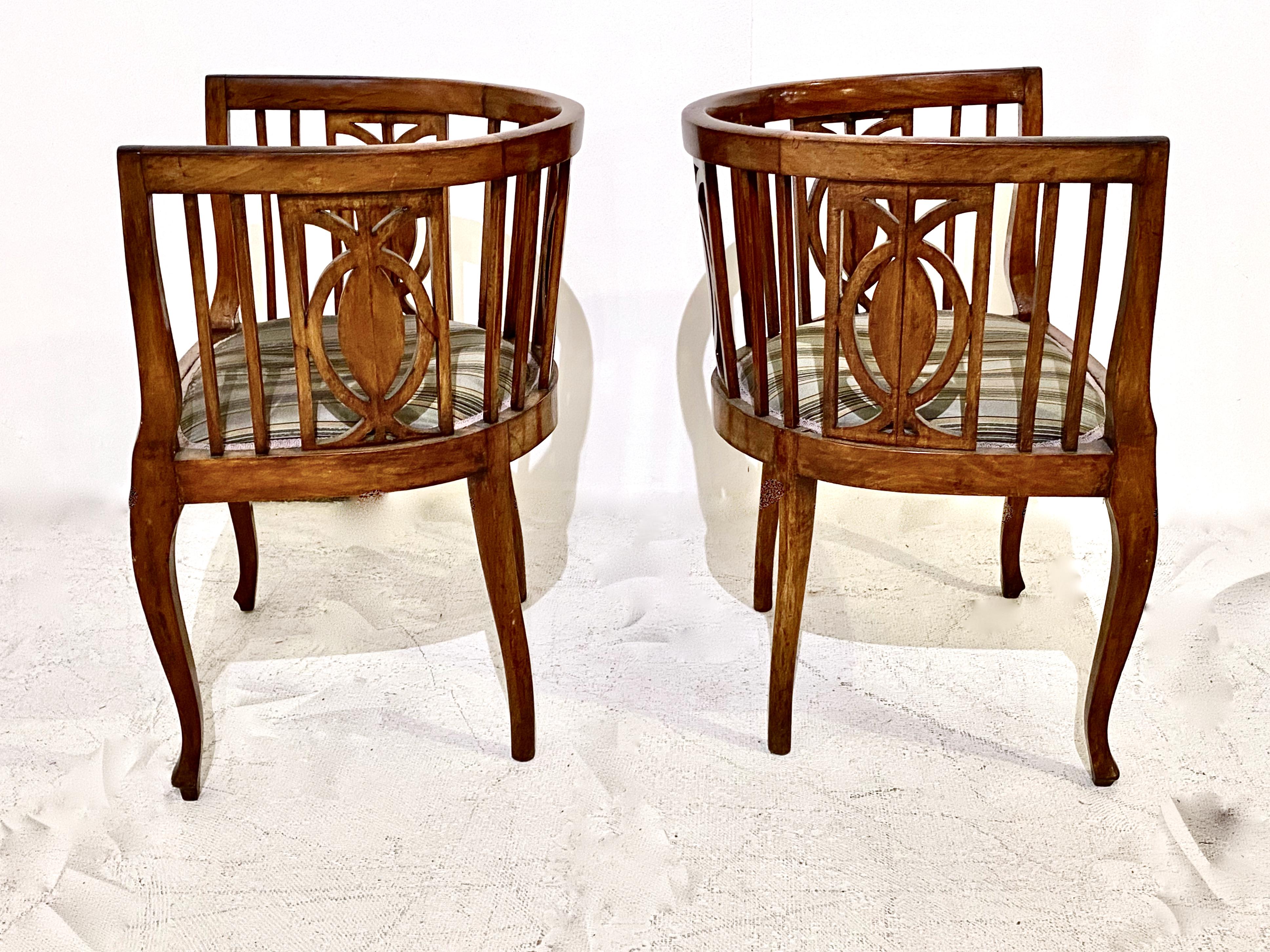 Pair Biedermeier Barrel Back Chairs In Good Condition For Sale In Pasadena, CA