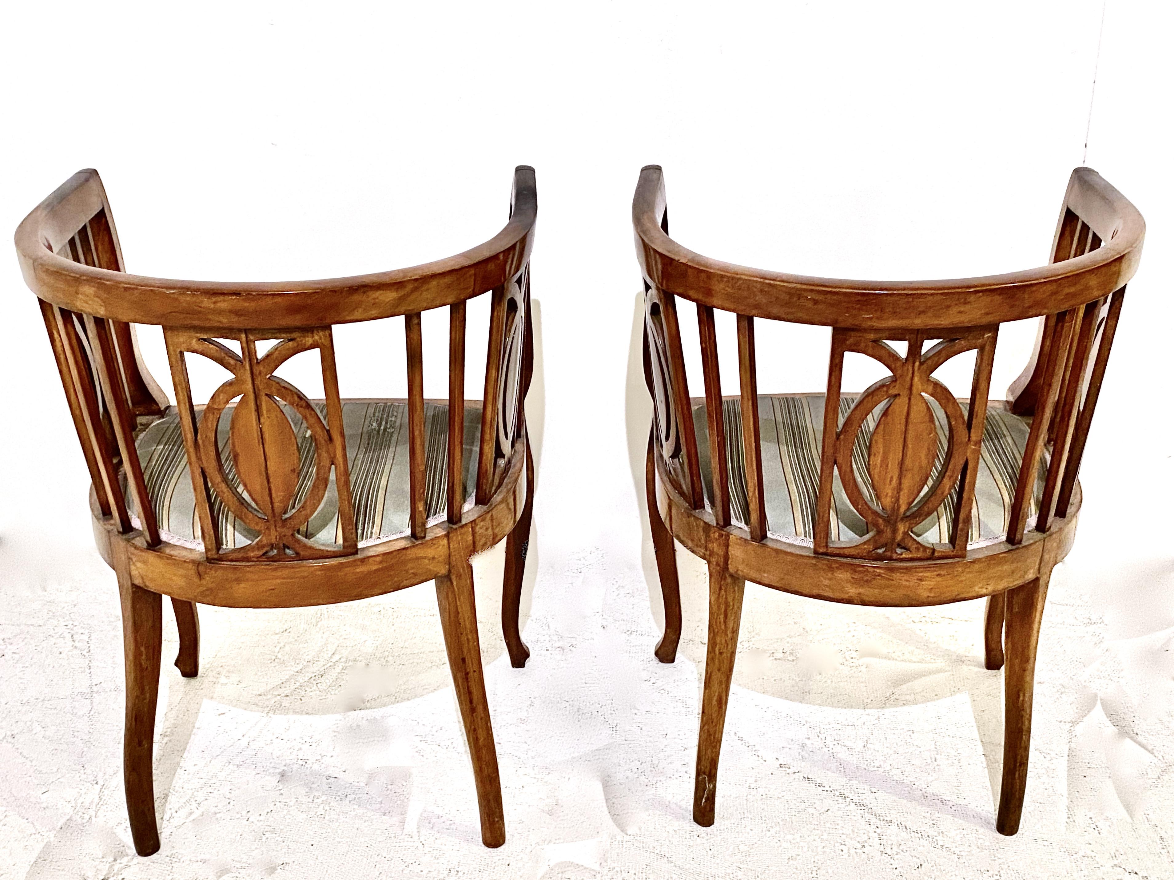 19th Century Pair Biedermeier Barrel Back Chairs For Sale